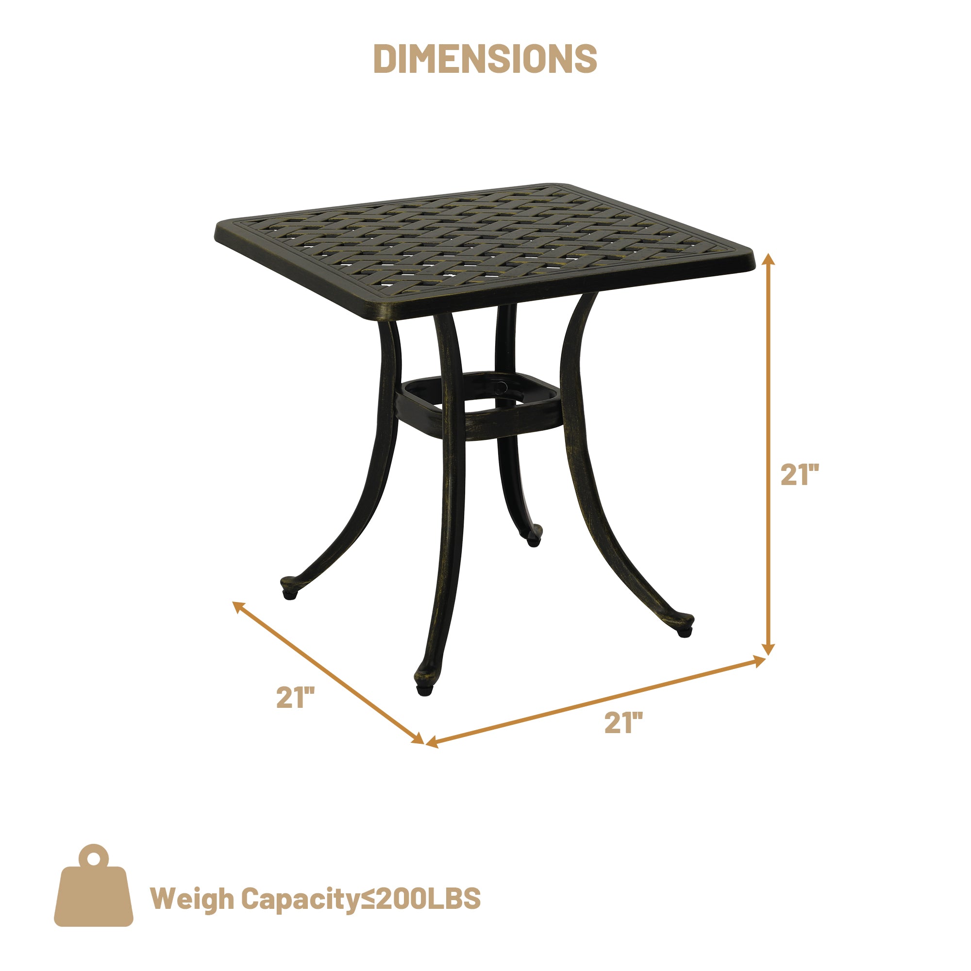 21 in. Cast Aluminum Patio Side Table in Bronze