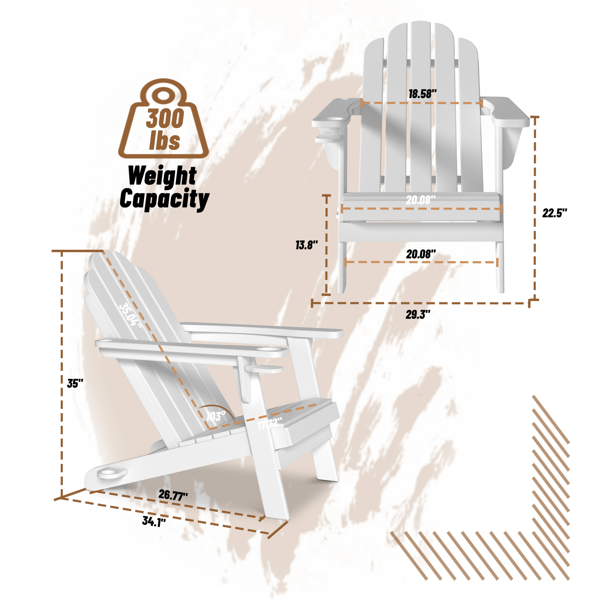5-Piece/3-Piece HDPE Adirondack Chairs with Cup Holder and Umbrella Hole Outdoor Set and 32-inch Square Fire Pit Table