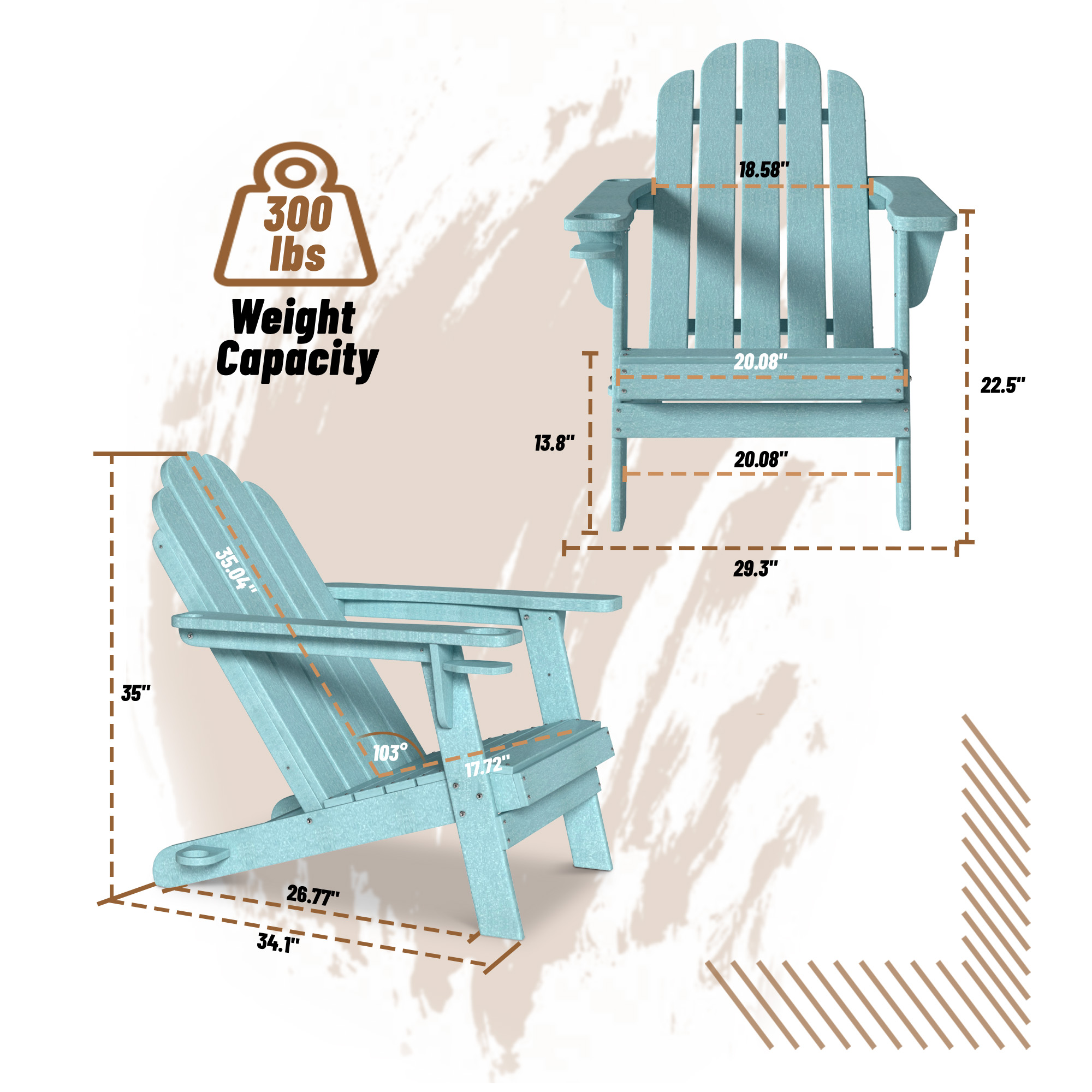 5-Piece/3-Piece HDPE Adirondack Chairs with Cup Holder and Umbrella Hole Outdoor Set and 32-inch Square Fire Pit Table
