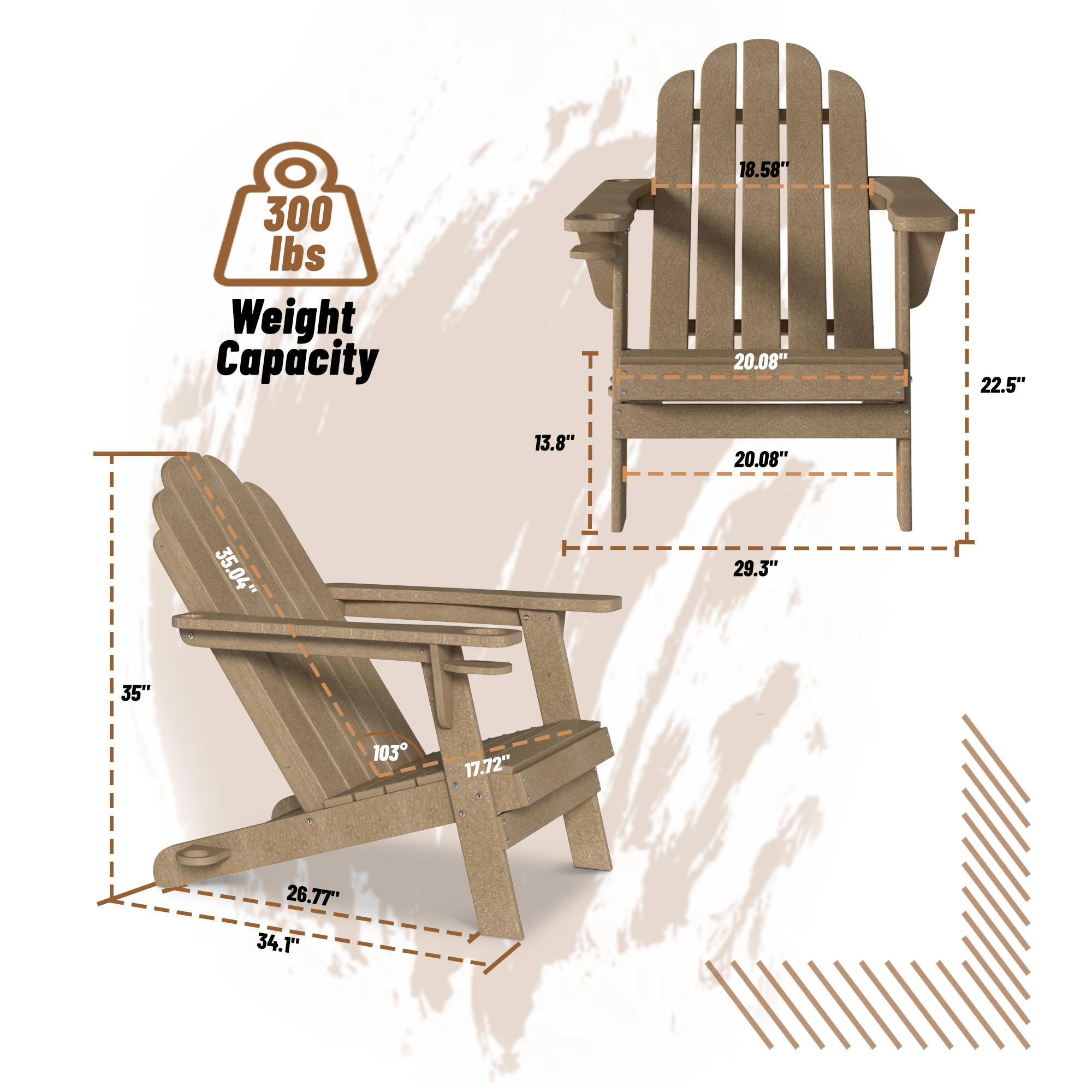 5-Piece/3-Piece HDPE Adirondack Chairs with Cup Holder and Umbrella Hole Outdoor Set and 32-inch Square Fire Pit Table