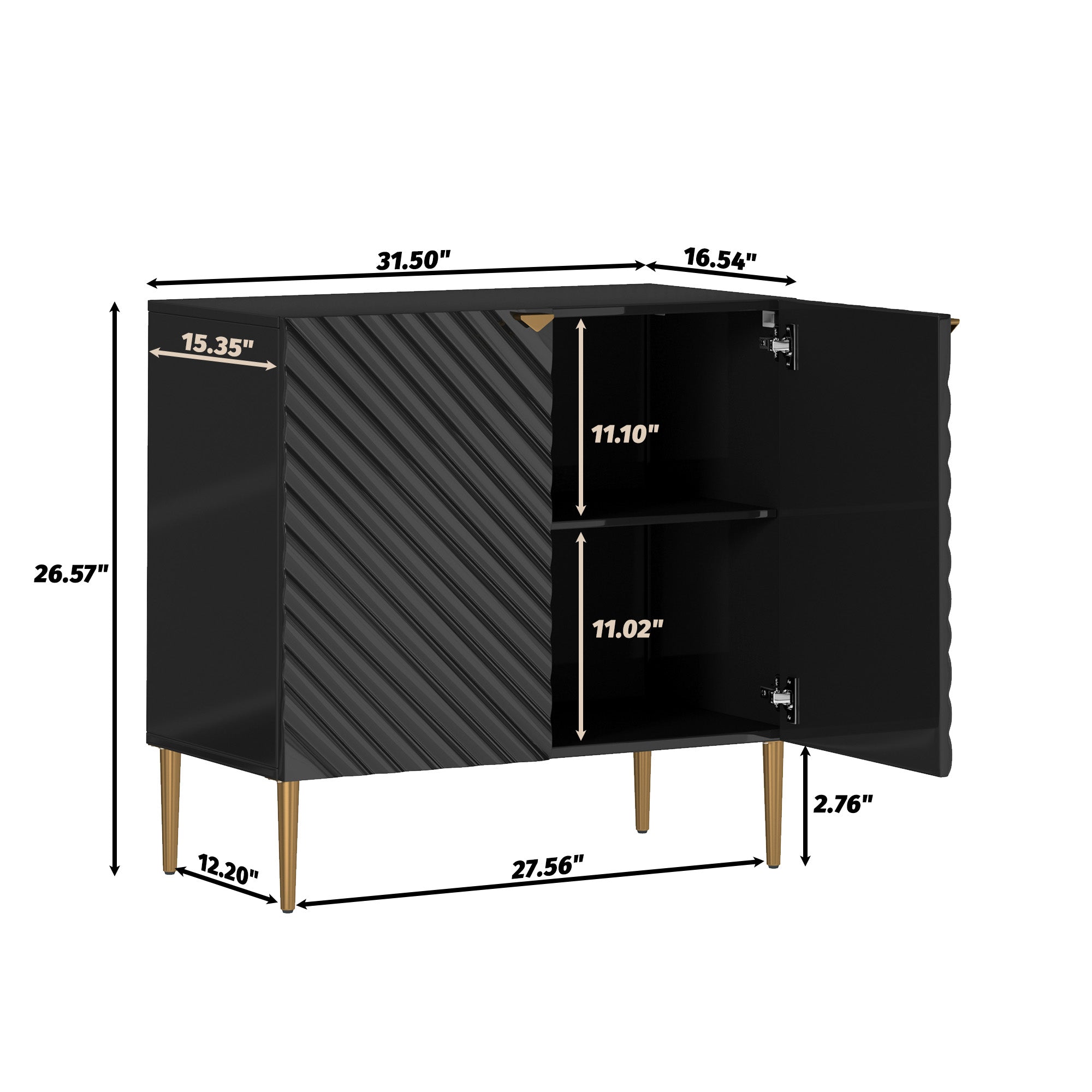 Boyel Living 2-Door White Locker Accent Storage Cabinet with Tapered Support Legs