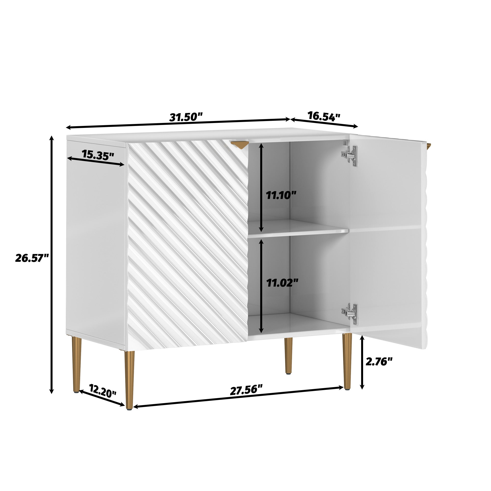Boyel Living 2-Door White Locker Accent Storage Cabinet with Tapered Support Legs