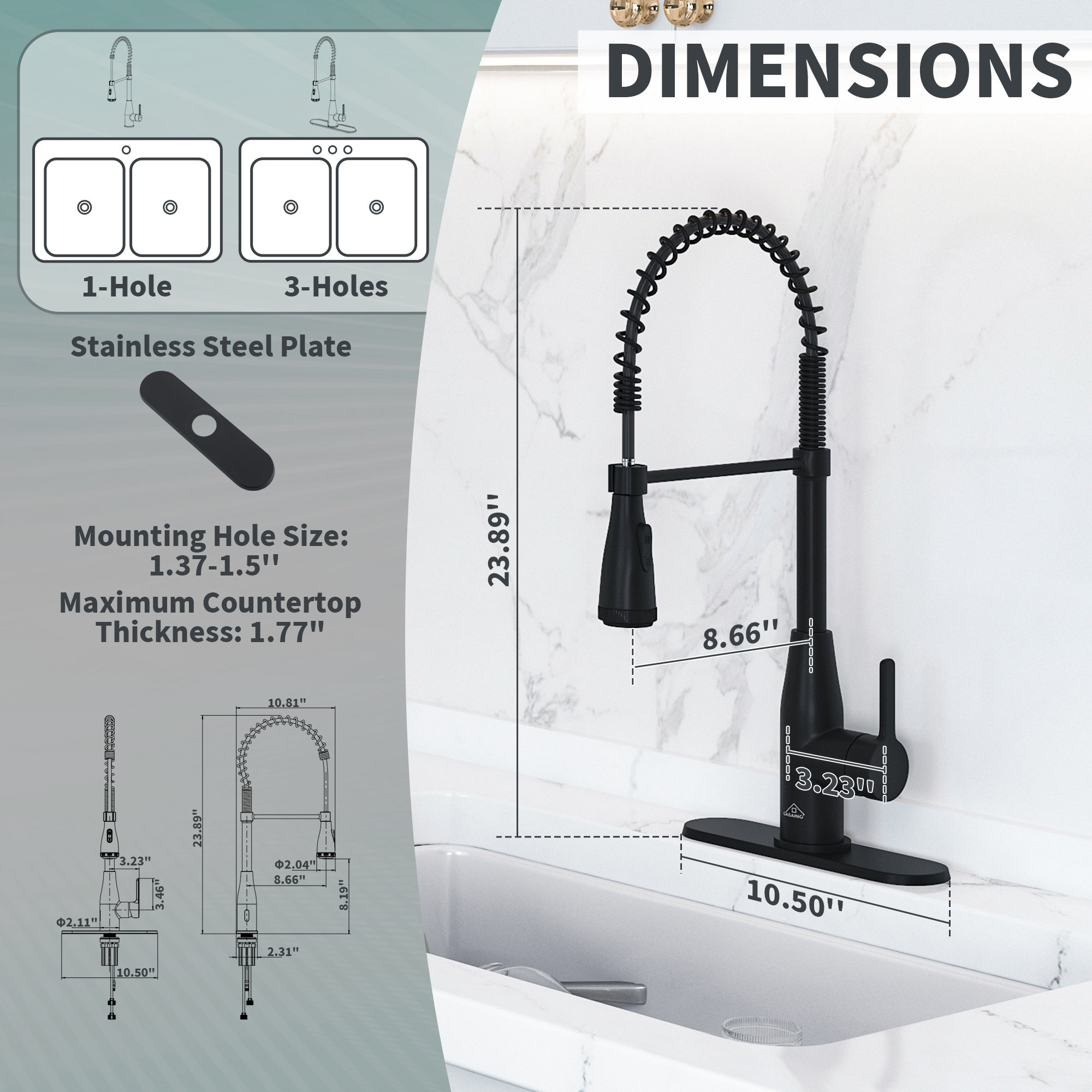 Single Handle Pull Down Sprayer Kitchen Faucet with Touchless Sensor and Four Functions Spray Head in Matte Black