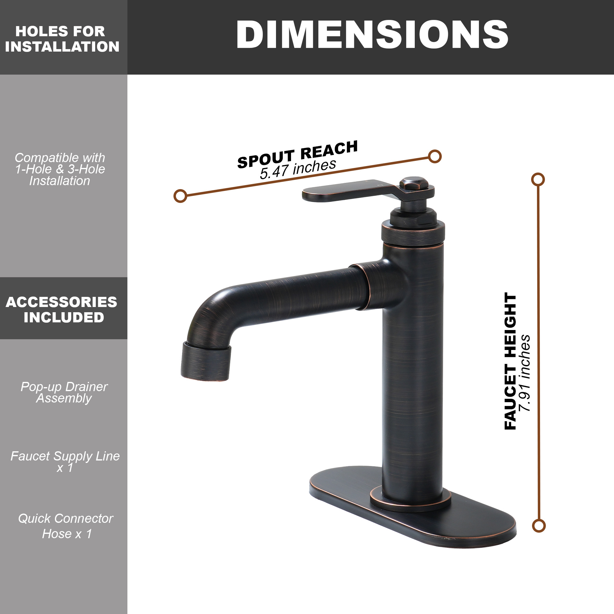 1.2 GPM Single Handle Single Hole Vessel Bathroom Faucet with Deckplate and Pop-Up Drain Kit in Brushed Nickel / Oil Rubbed Bronze
