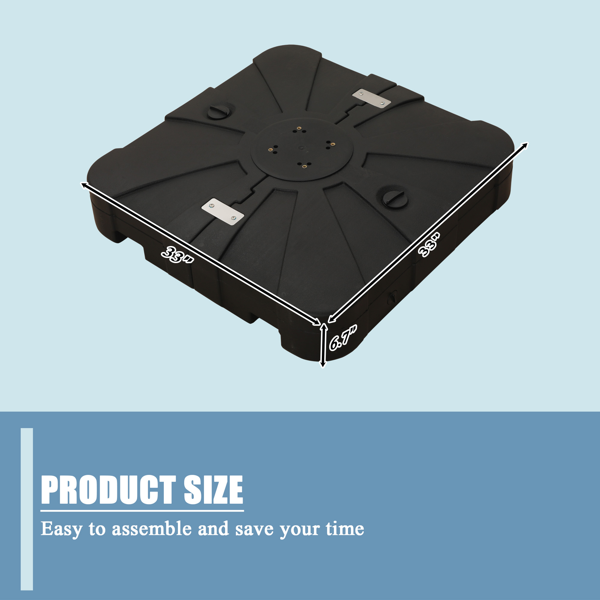 200 lbs when filling up water and sand Weather-Resistant HDPE Patio Umbrella Base Square Outdoor Umbrella Stand