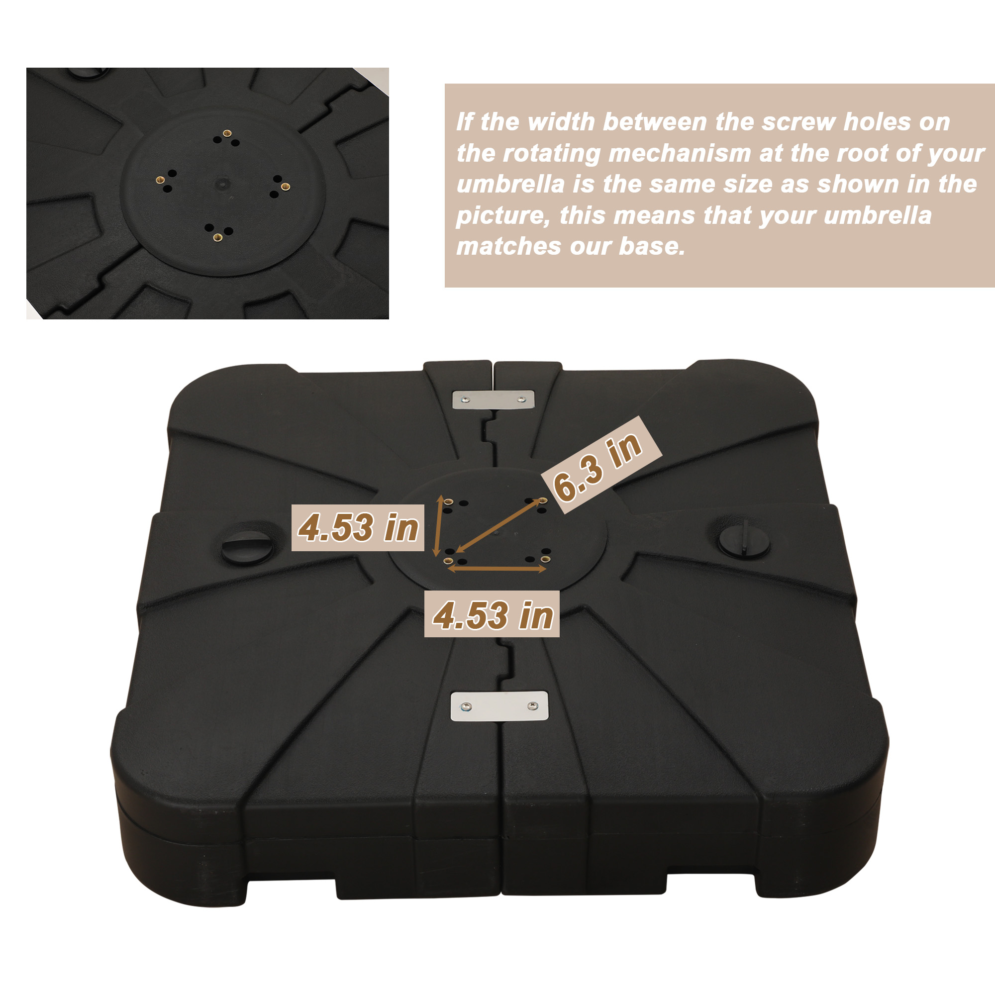 200 lbs when filling up water and sand Weather-Resistant HDPE Patio Umbrella Base Square Outdoor Umbrella Stand