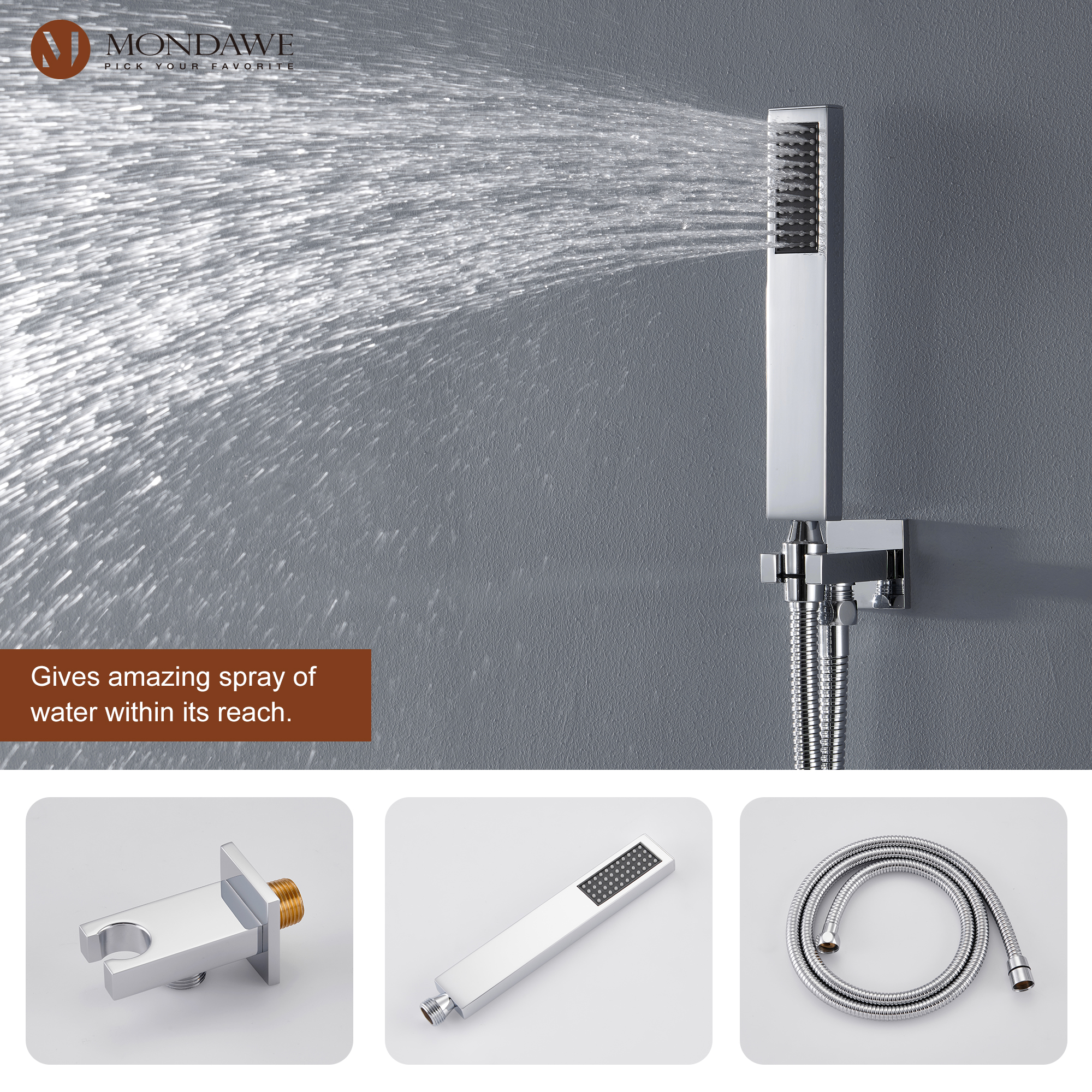 Mondawe Luxury 4-Way Thermostatic Shower System with LED and Music Player-Mondawe