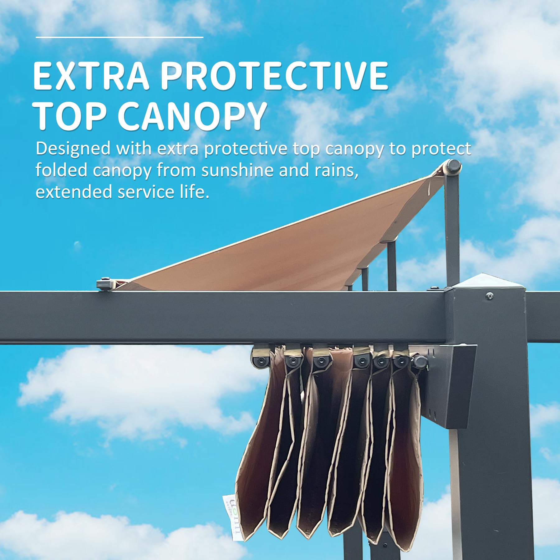 11 X 16 FT Outdoor Living Outdoor Retractable Pergola with Weather-Resistant Canopy Aluminum Garden Pergola Patio Grill Gazebo for Courtyard -Lake Blue/Dark Gray/Khaki