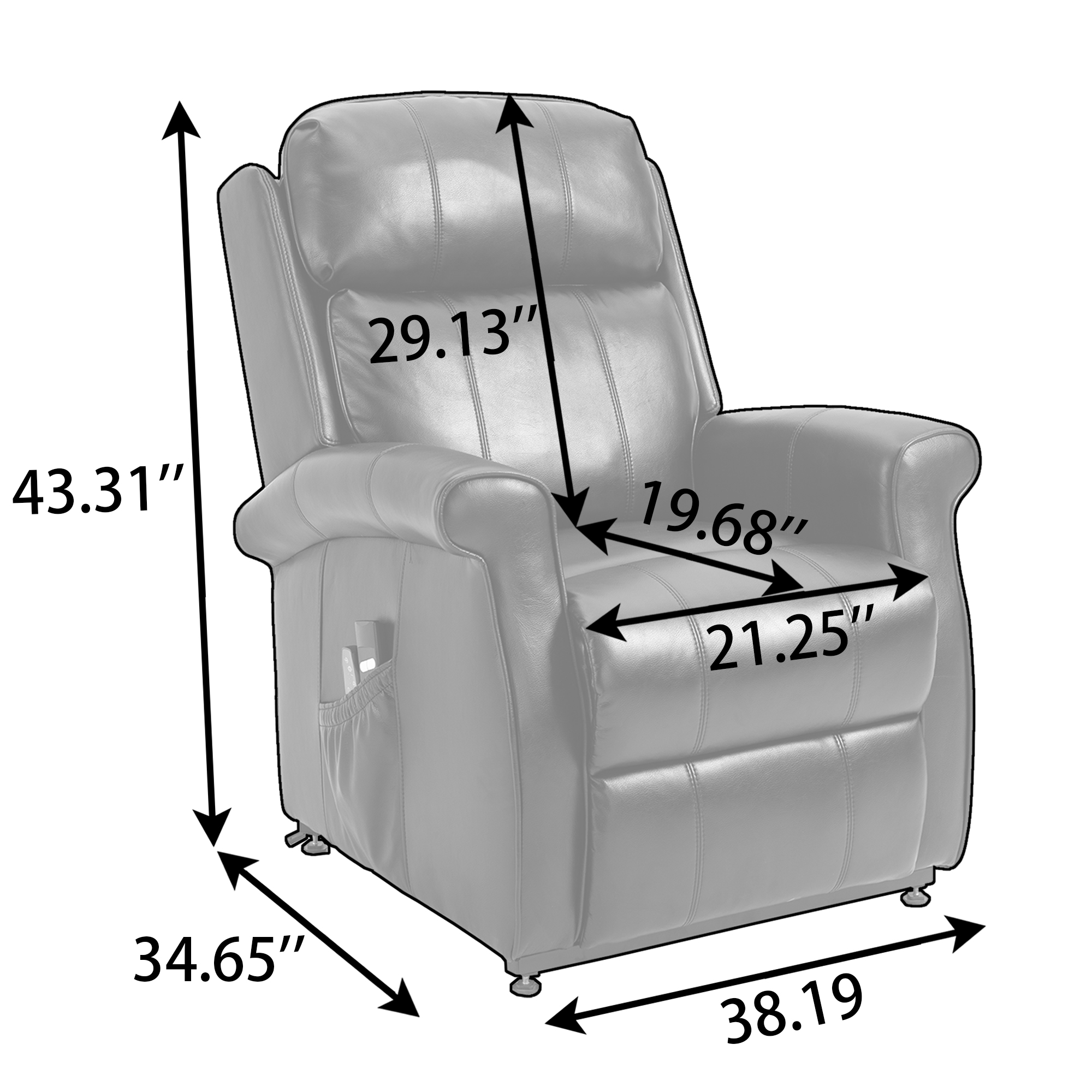Boyel Living Electric Power Lift Recliner Soft Chair in Blue with 8-Point Massage, 2 Side Pockets,Thickened Pillow(Faux Leather)