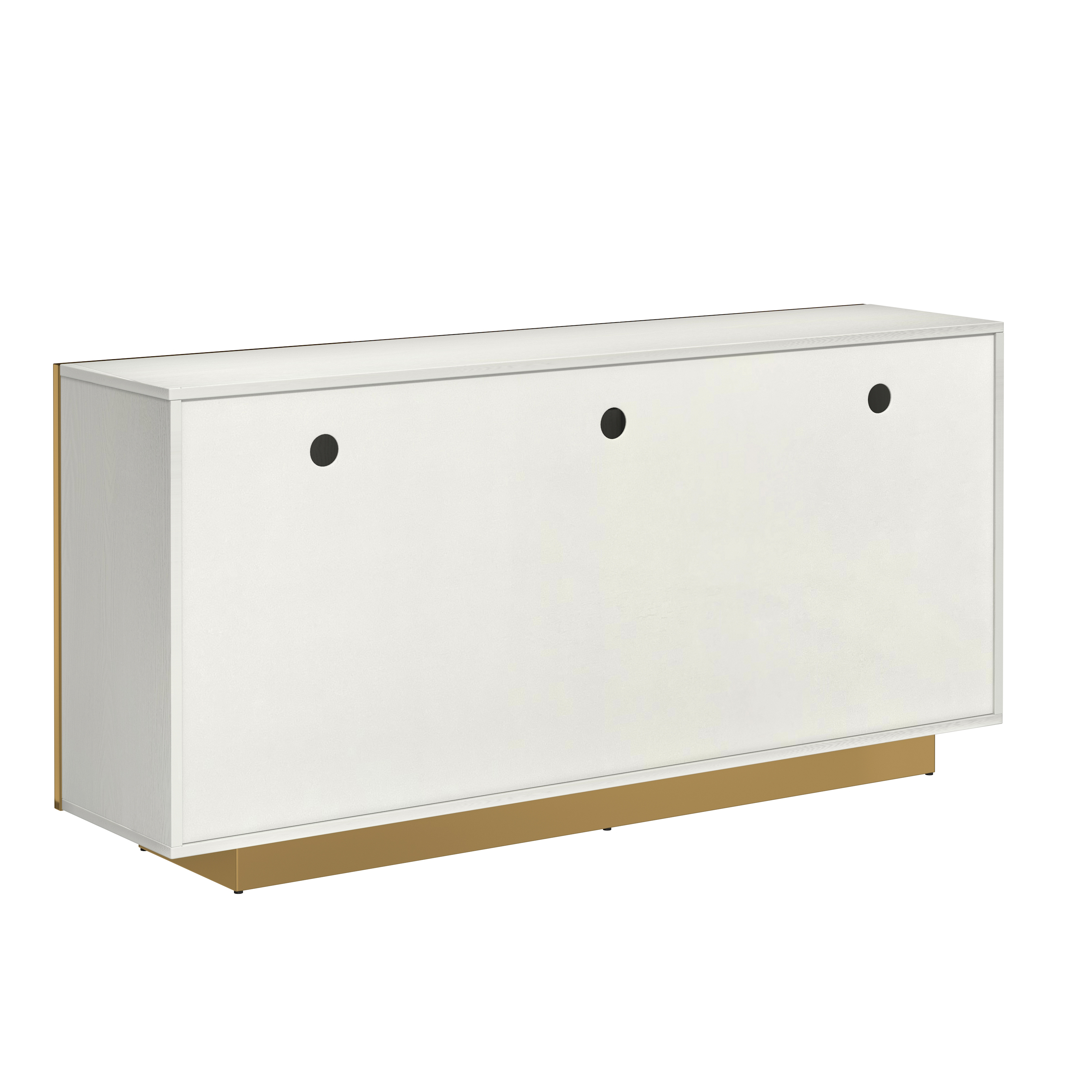 White MDF 70.87 in. Buffet Sideboard Dining Table Metal 3 Door Storage Cabinet