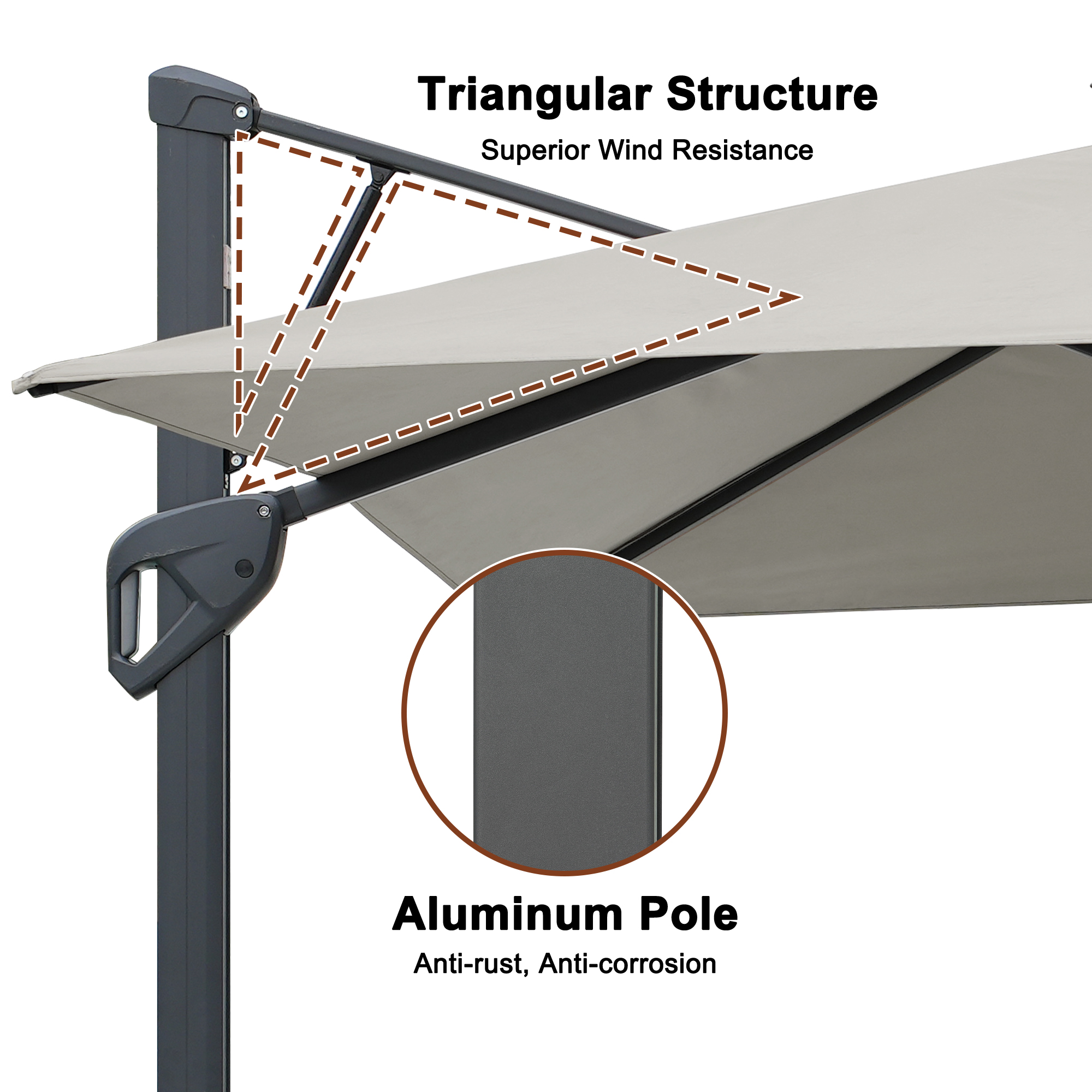 Cantilever Patio Umbrella with Base 10 ft Aluminum Outdoor Umbrellas