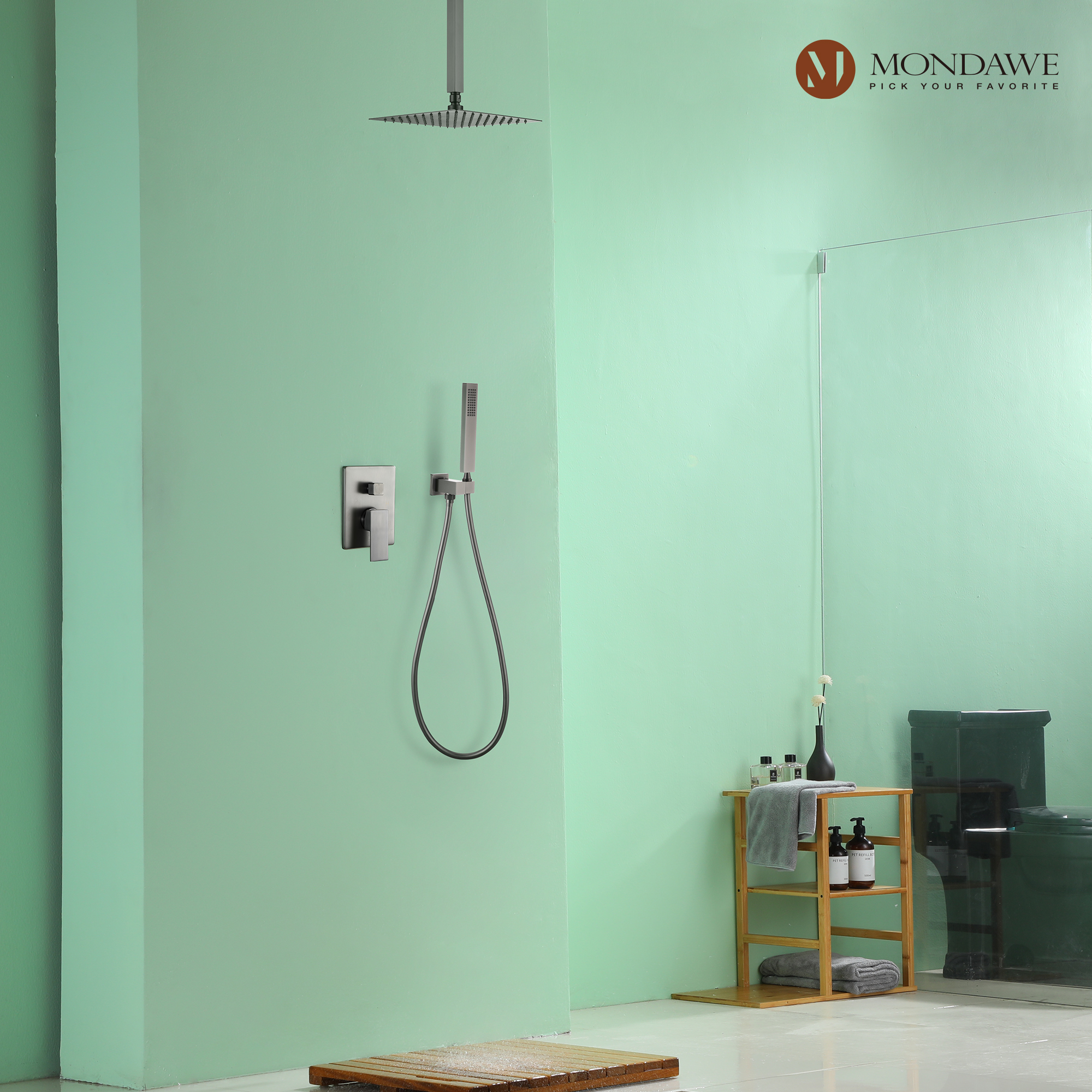 Mondawe 10 Inch Square Bathroom Shower Set(black, chrome, gold, nickel,  gun black)-Mondawe