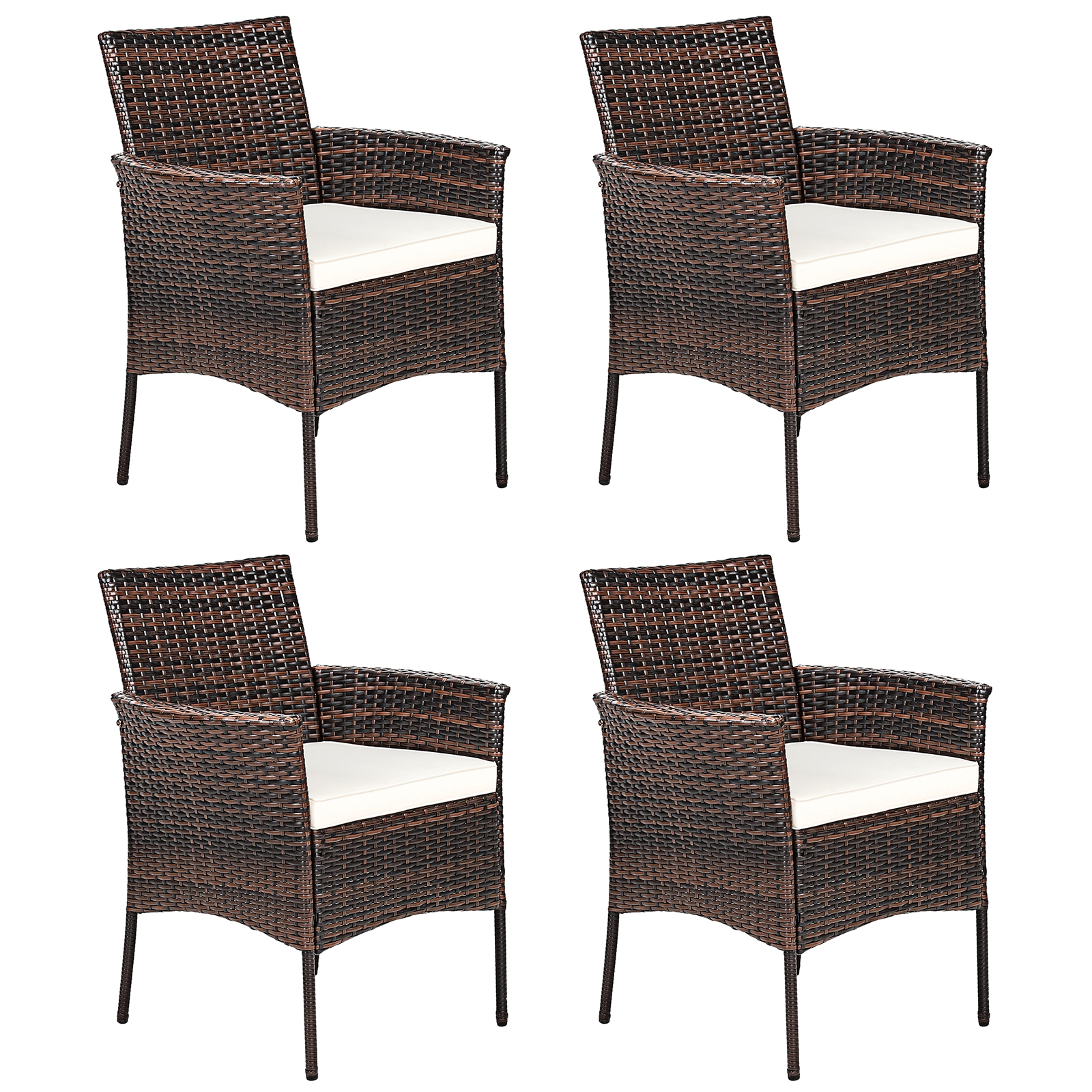 Mondawe 2 Pieces Outdoor PE Rattan Armchairs with Removable Cushions-Mondawe