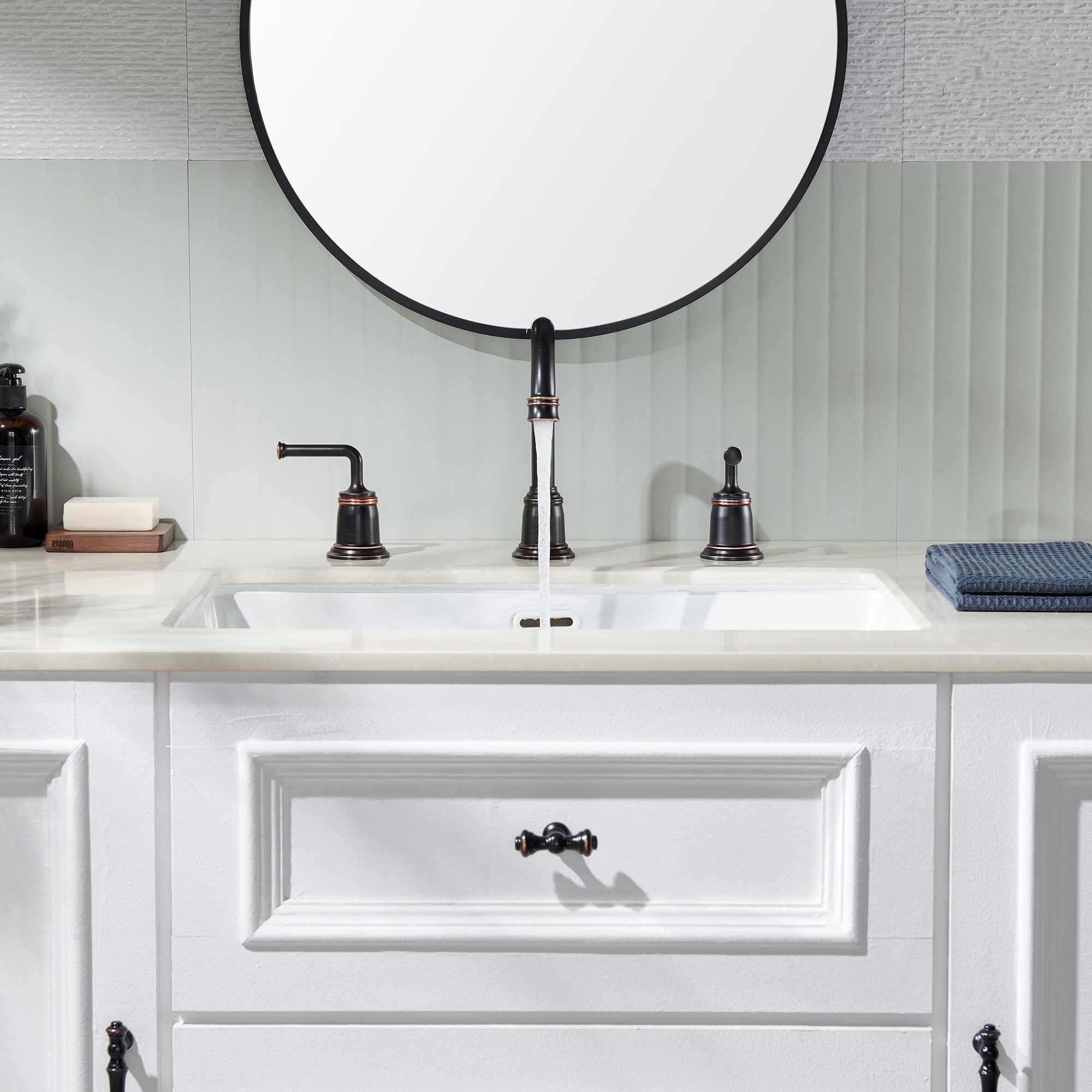 8 in. Widespread Double Handle Bathroom sink Faucet with 360° Swivel Spout, Stainless Steel Drain in Brushed Nickel/Oil Rubbed Bronze/Brushed Gold/Matte Black