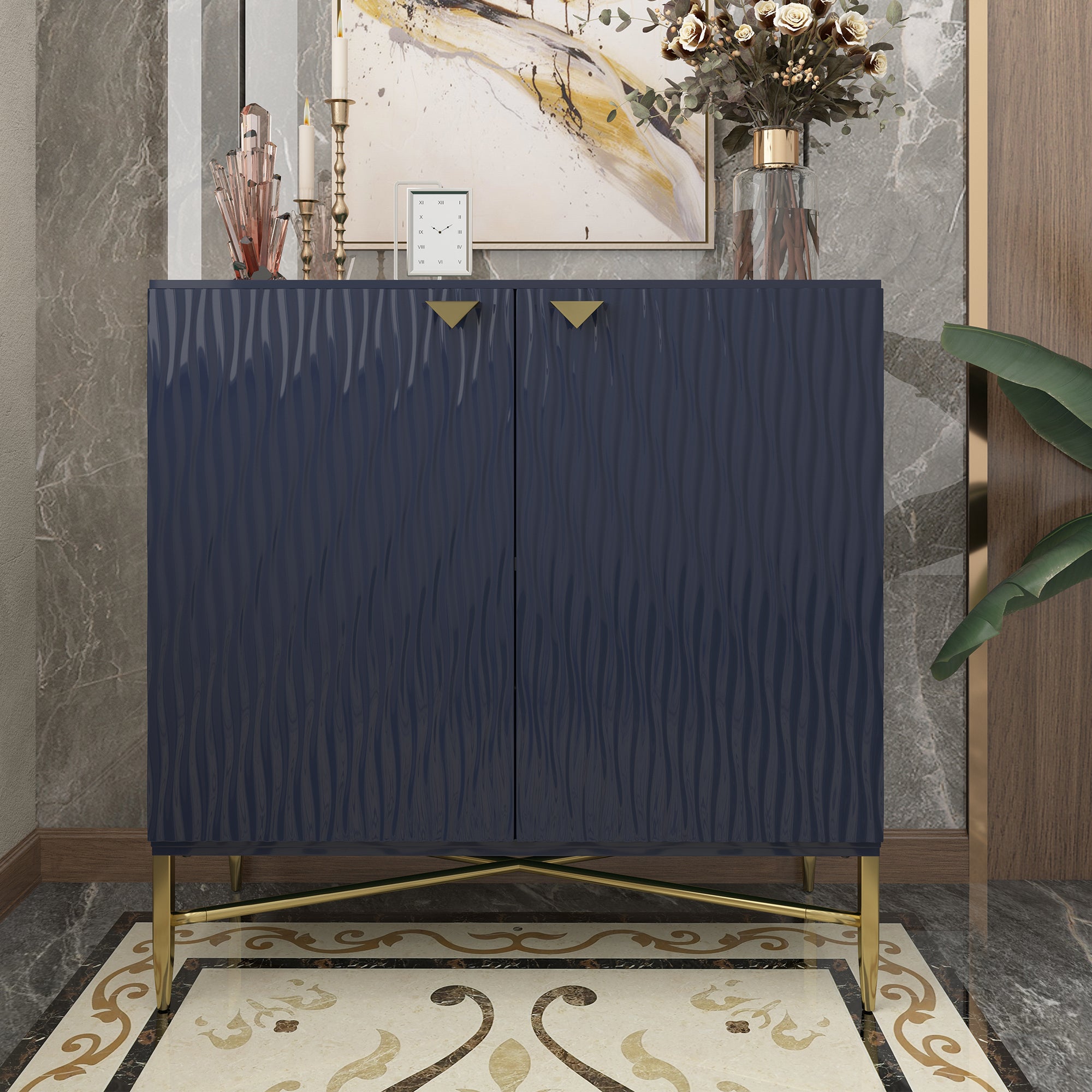 Boyel Living 32.8 in. H 2 Door White Locker Accent Storage Cabinet