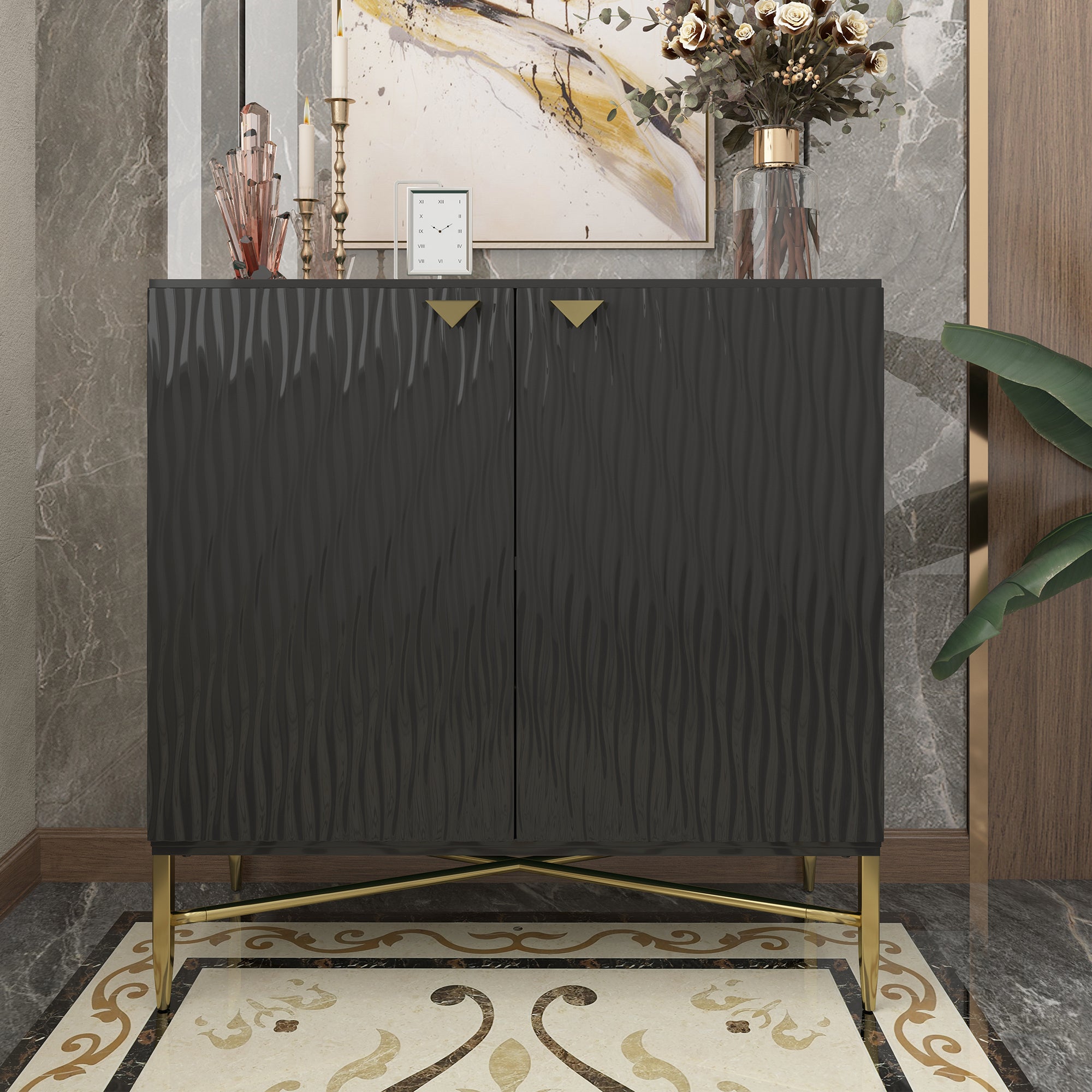 Boyel Living 32.8 in. H 2 Door White Locker Accent Storage Cabinet