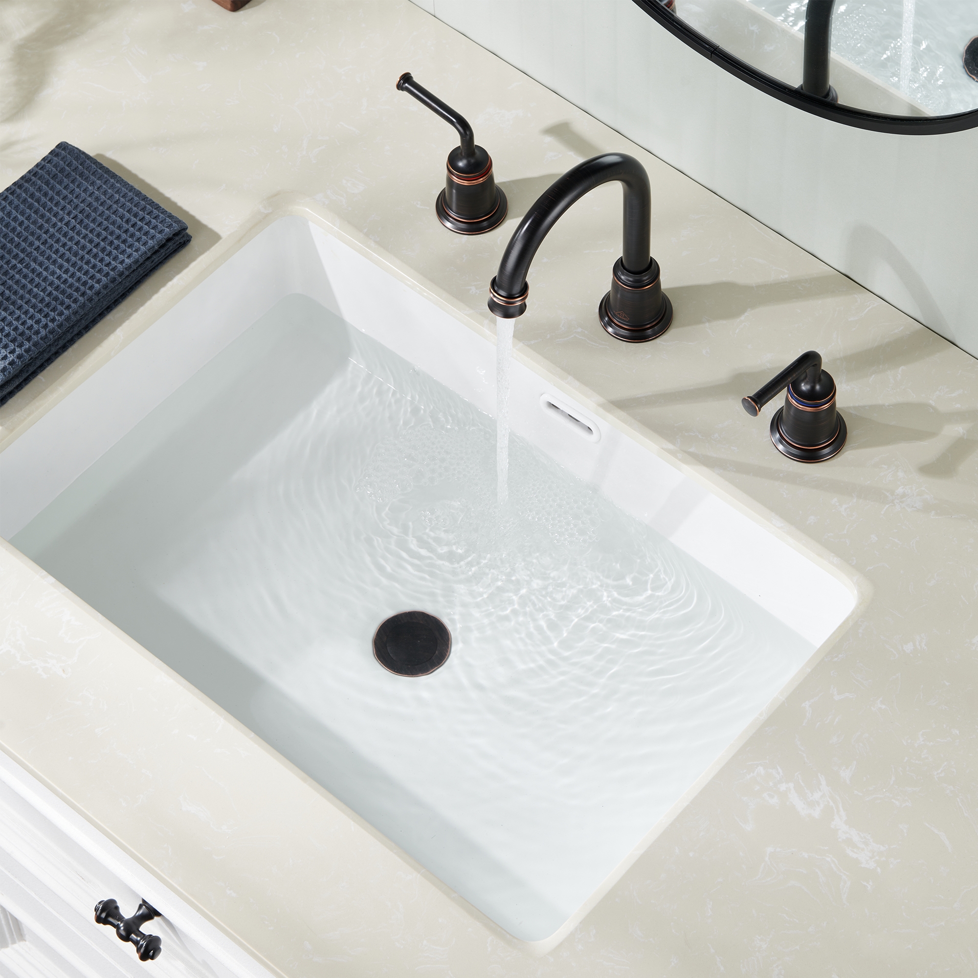 8 in. Widespread Double Handle Bathroom sink Faucet with 360° Swivel Spout, Stainless Steel Drain in Brushed Nickel/Oil Rubbed Bronze/Brushed Gold/Matte Black