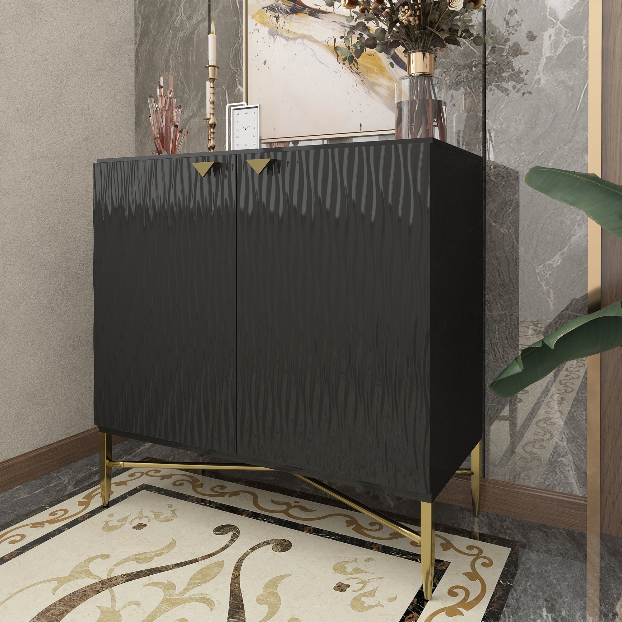 Boyel Living 32.8 in. H 2 Door White Locker Accent Storage Cabinet