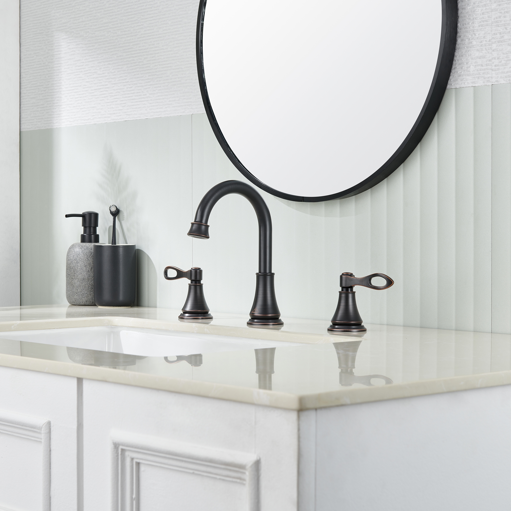 8 in. Widespread Double Handle Bathroom Faucet 3 Holes with 360° Swivel Spout, Stainless Steel Drain in Brushed Nickel/Oil Rubbed Bronze/Brushed Gold/Matte Black