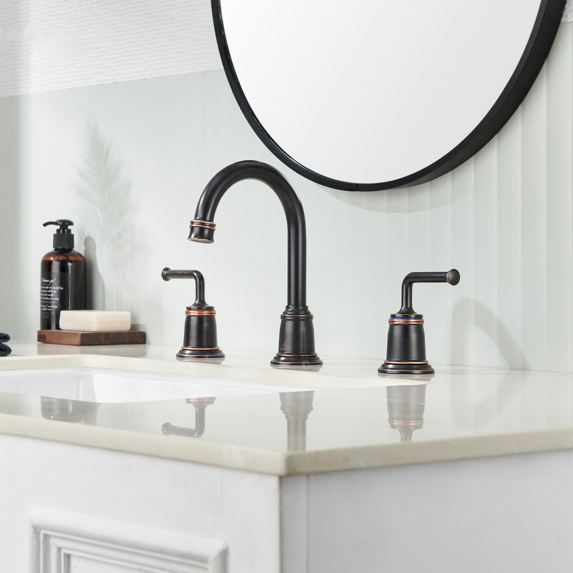 8 in. Widespread Double Handle Bathroom sink Faucet with 360° Swivel Spout, Stainless Steel Drain in Brushed Nickel/Oil Rubbed Bronze/Brushed Gold/Matte Black