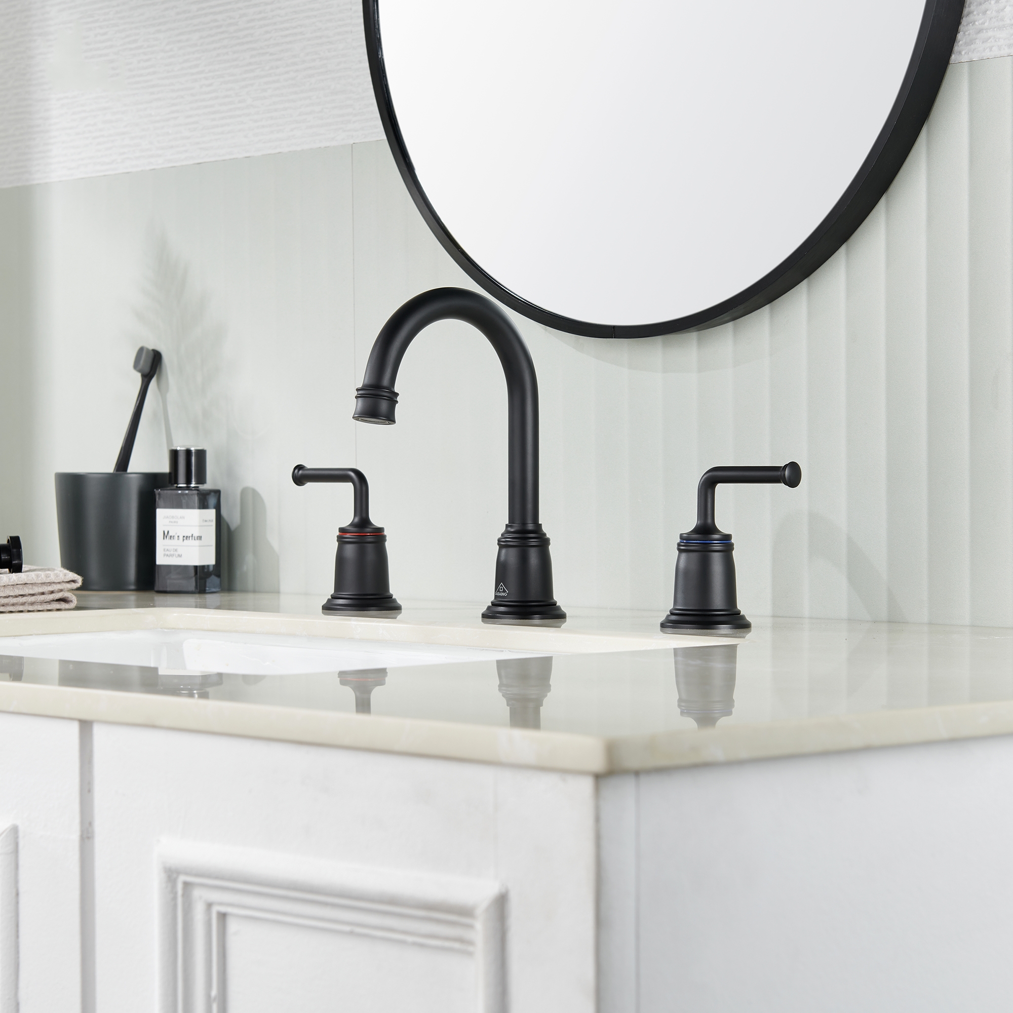 8 in. Widespread Double Handle Bathroom sink Faucet with 360° Swivel Spout, Stainless Steel Drain in Brushed Nickel/Oil Rubbed Bronze/Brushed Gold/Matte Black