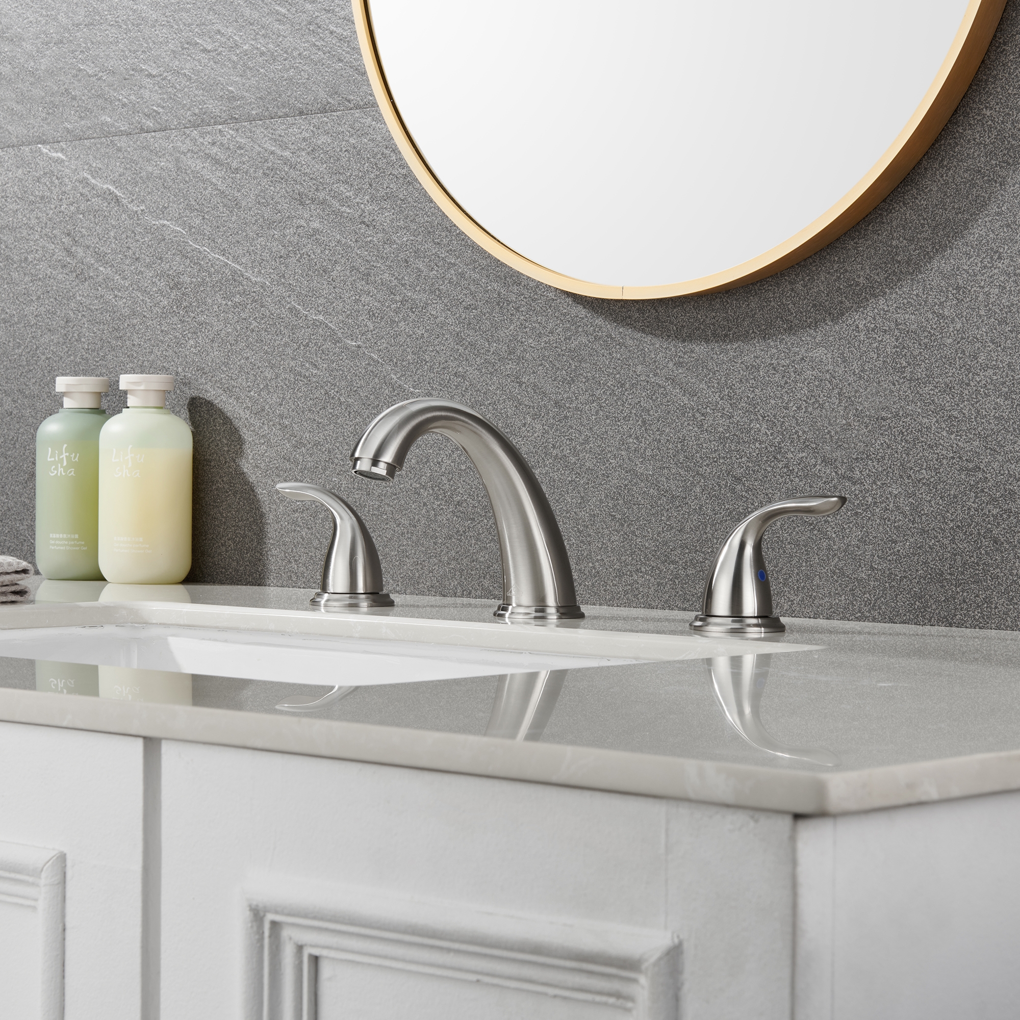 8 in. Widespread Double Handle Bathroom Sink Faucet 3 Hole with Stainless Steel Pop Up Drain in Brushed Nickel/Matte Black/Brushed Gold/Oil Rubbed Bronze