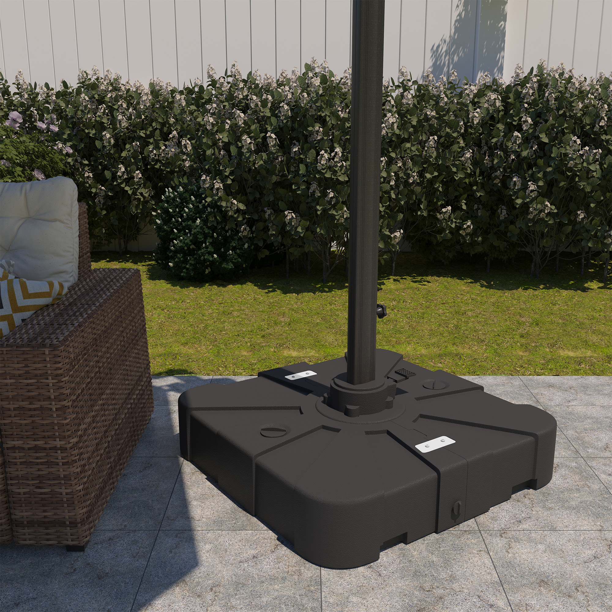 200 lbs when filling up water and sand Weather-Resistant HDPE Patio Umbrella Base Square Outdoor Umbrella Stand