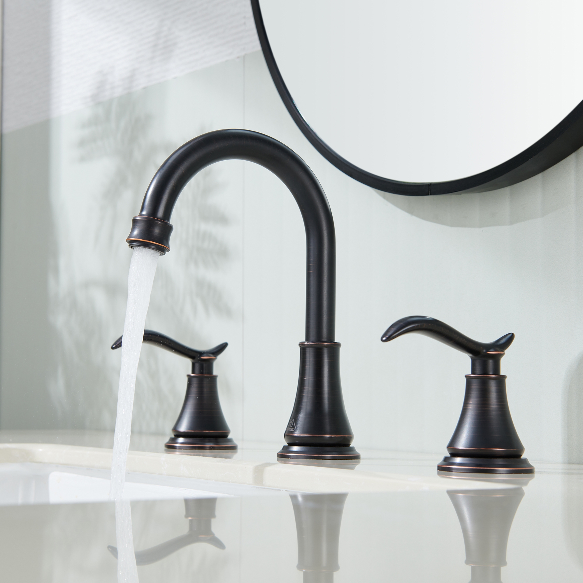 8 in. Widespread Double Handle Bathroom Sink Faucet with 360° Swivel Spout, Stainless Steel Drain Kit in Brushed Nickel/Oil Rubbed Bronze/Brushed Gold/Matte Black