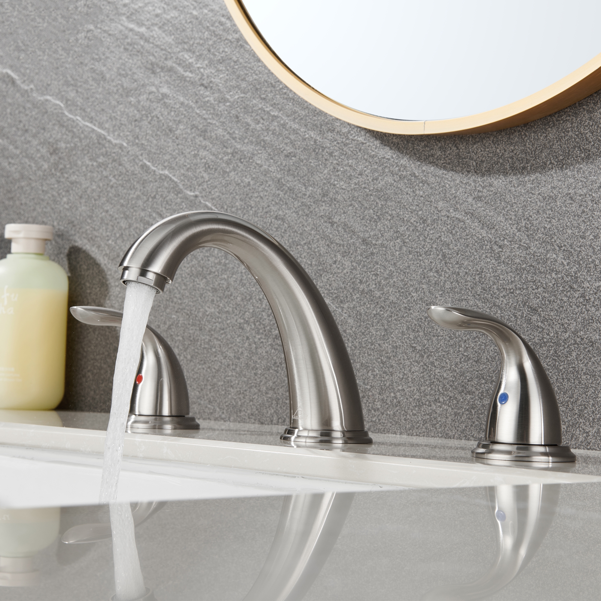 8 in. Widespread Double Handle Bathroom Sink Faucet 3 Hole with Stainless Steel Pop Up Drain in Brushed Nickel/Matte Black/Brushed Gold/Oil Rubbed Bronze