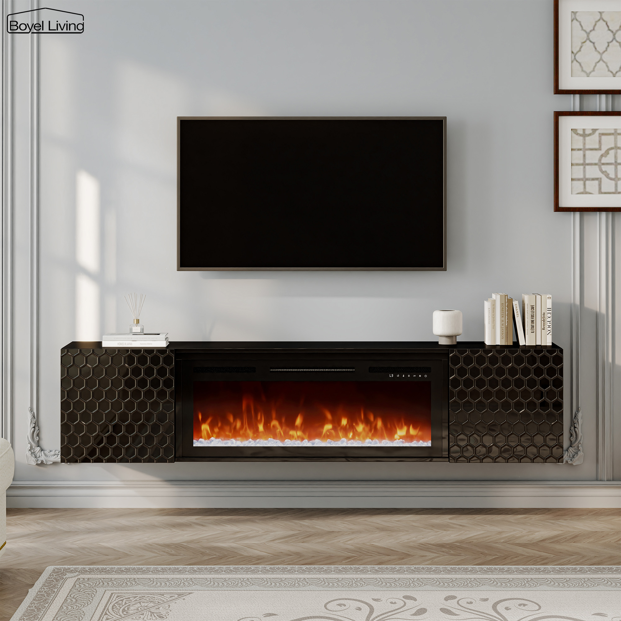 Floating TV Stand with 36" Electric Fireplace