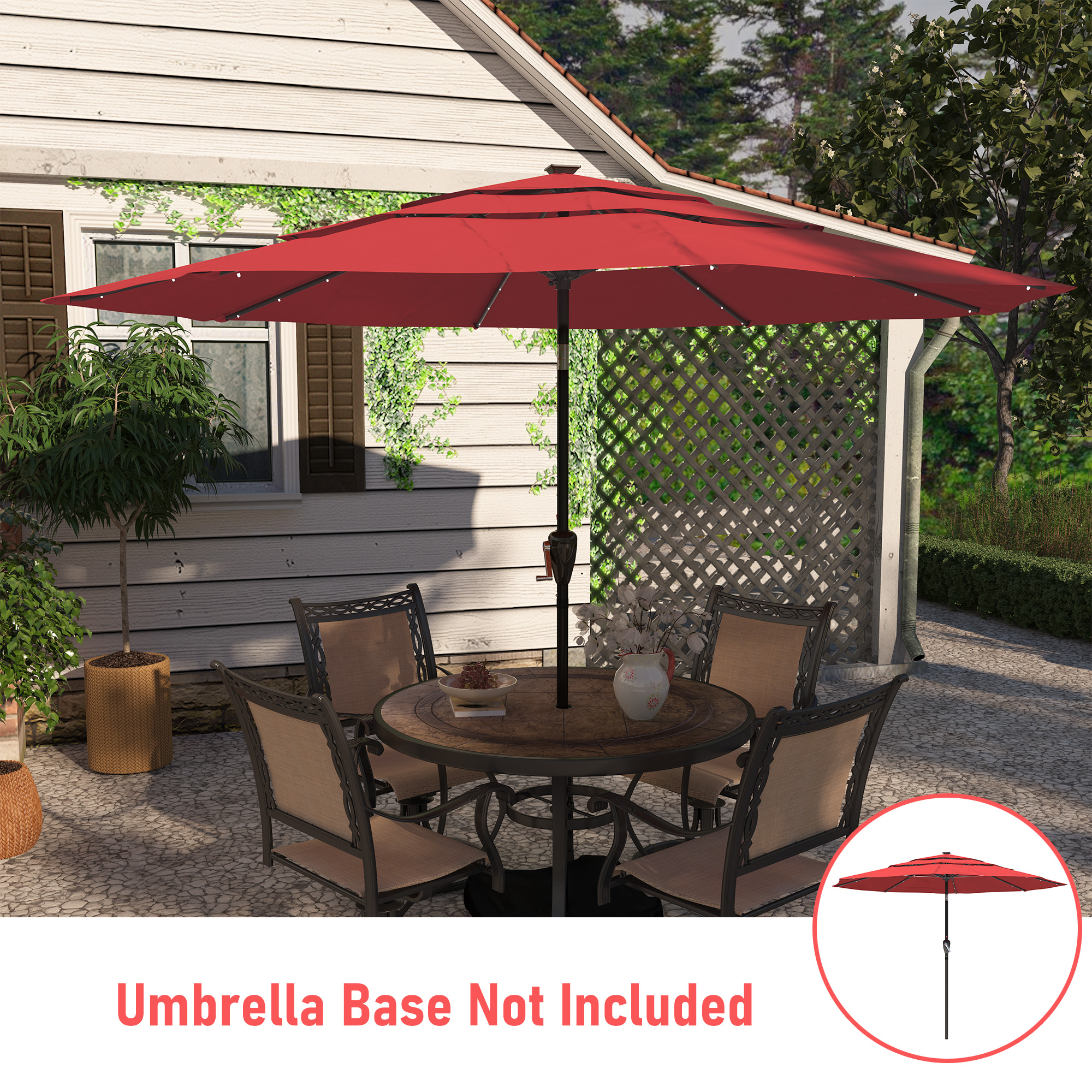 Mondawe 11-Ft Market Patio Umbrella with LED-Mondawe