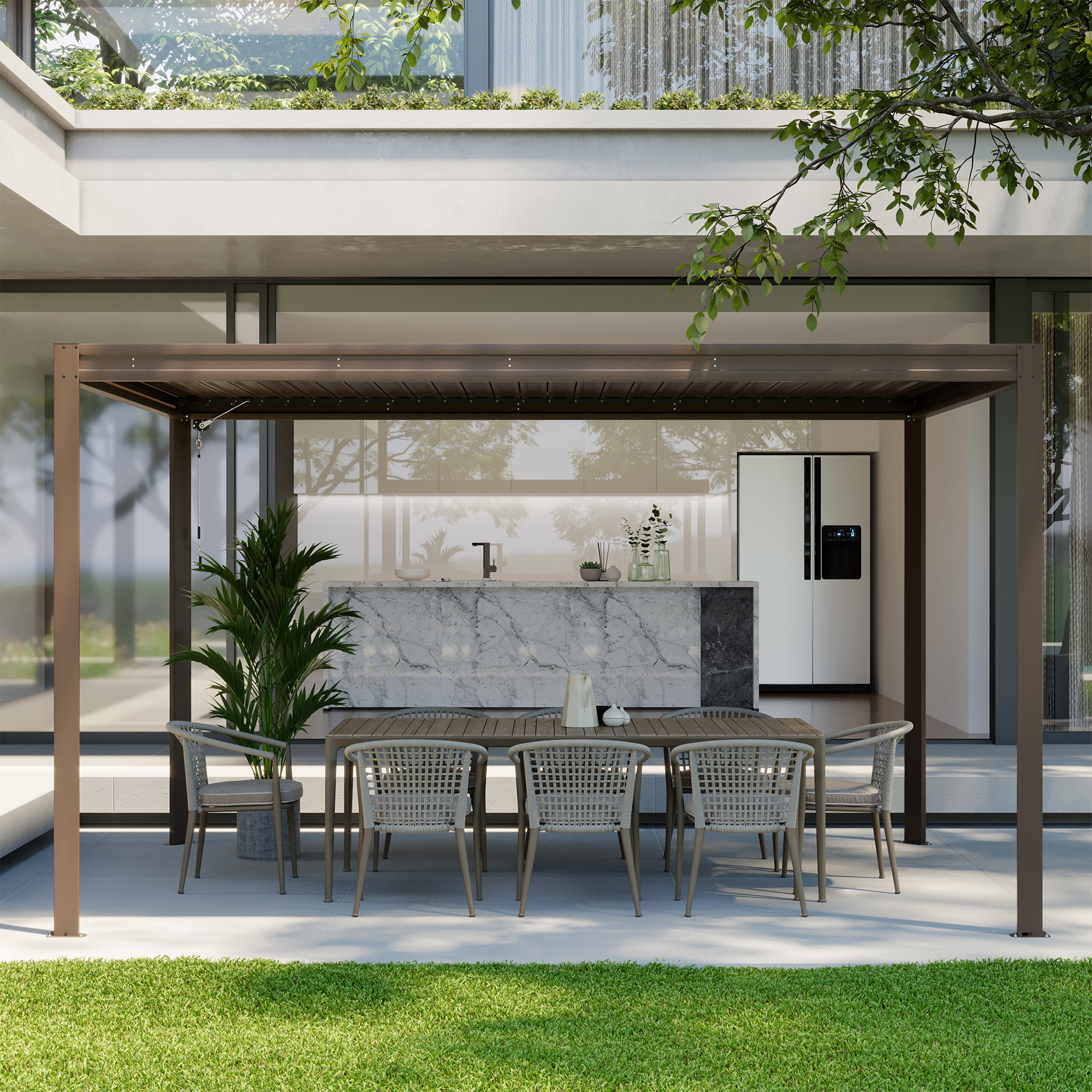 Louvered Pergola 10X13FT, Aluminum Pergola with Adjustable Roof, Aluminum Frame, Efficient Drainage System, Outdoor Pergola for Patio, Deck, Garden