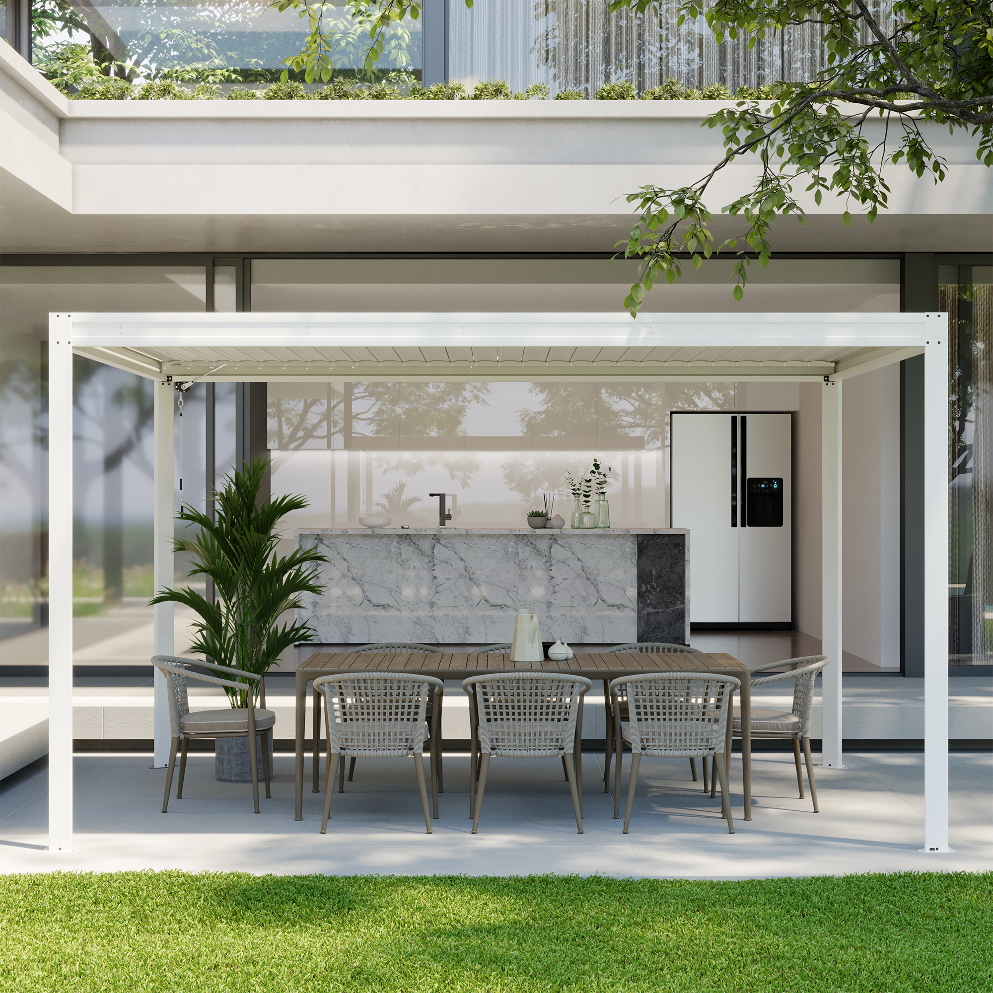 Louvered Pergola 10X13FT, Aluminum Pergola with Adjustable Roof, Aluminum Frame, Efficient Drainage System, Outdoor Pergola for Patio, Deck, Garden