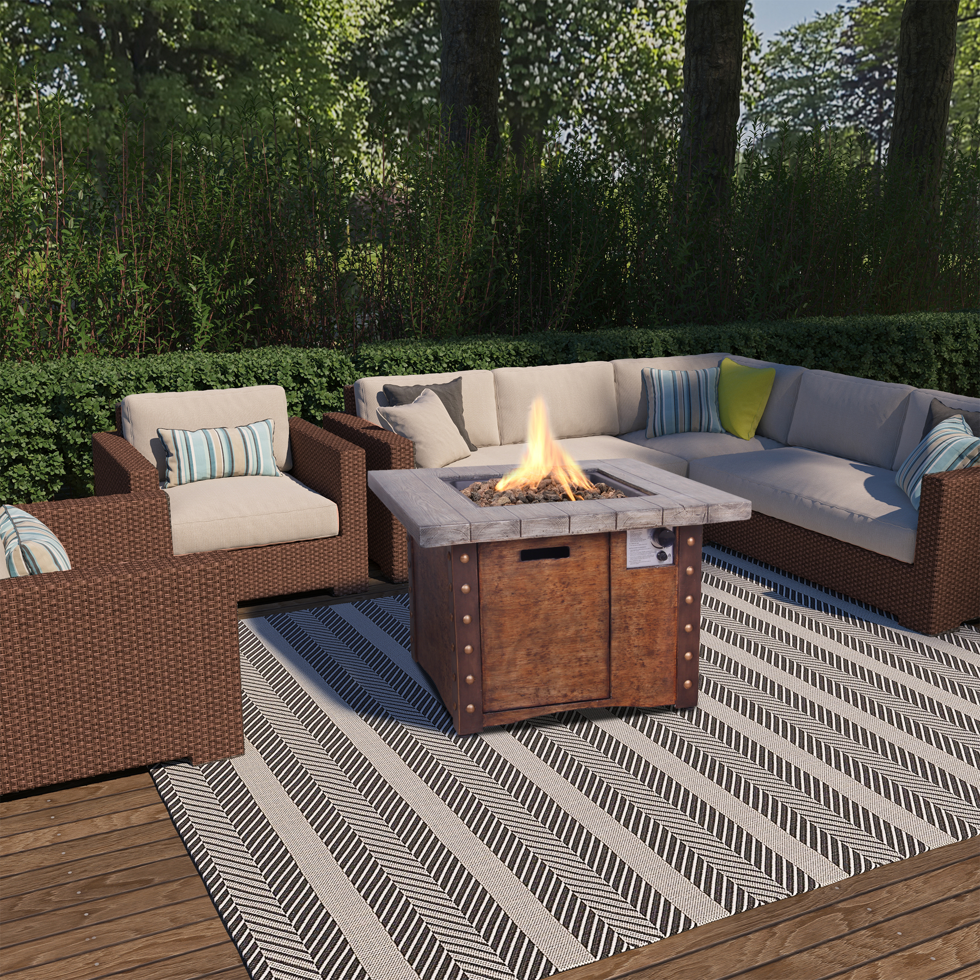 5-Piece/3-Piece HDPE Adirondack Chair Outdoor Meeting Set with 34.5" Propane Fire Pit Table