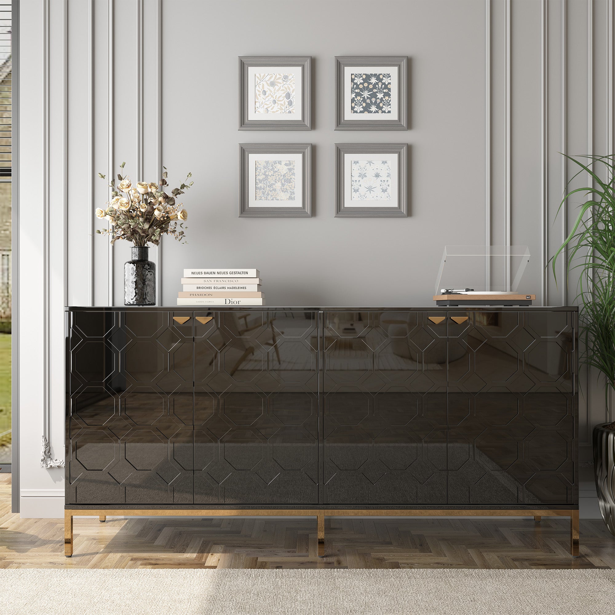 4 Door White Locker Accent Cabinet