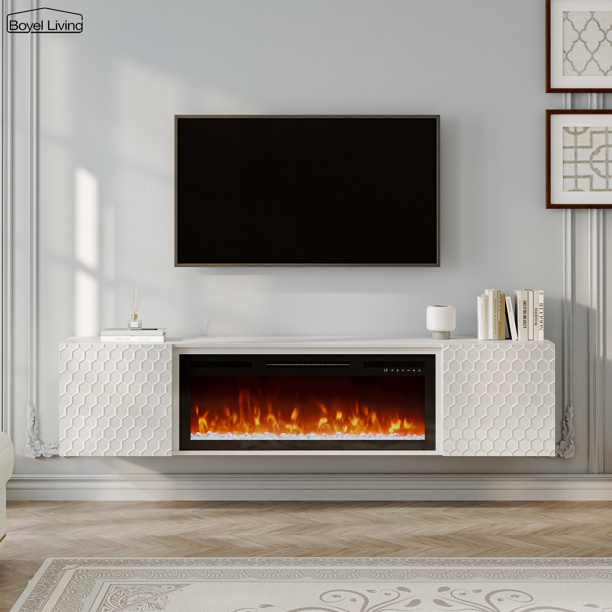 Floating TV Stand with 36" Electric Fireplace