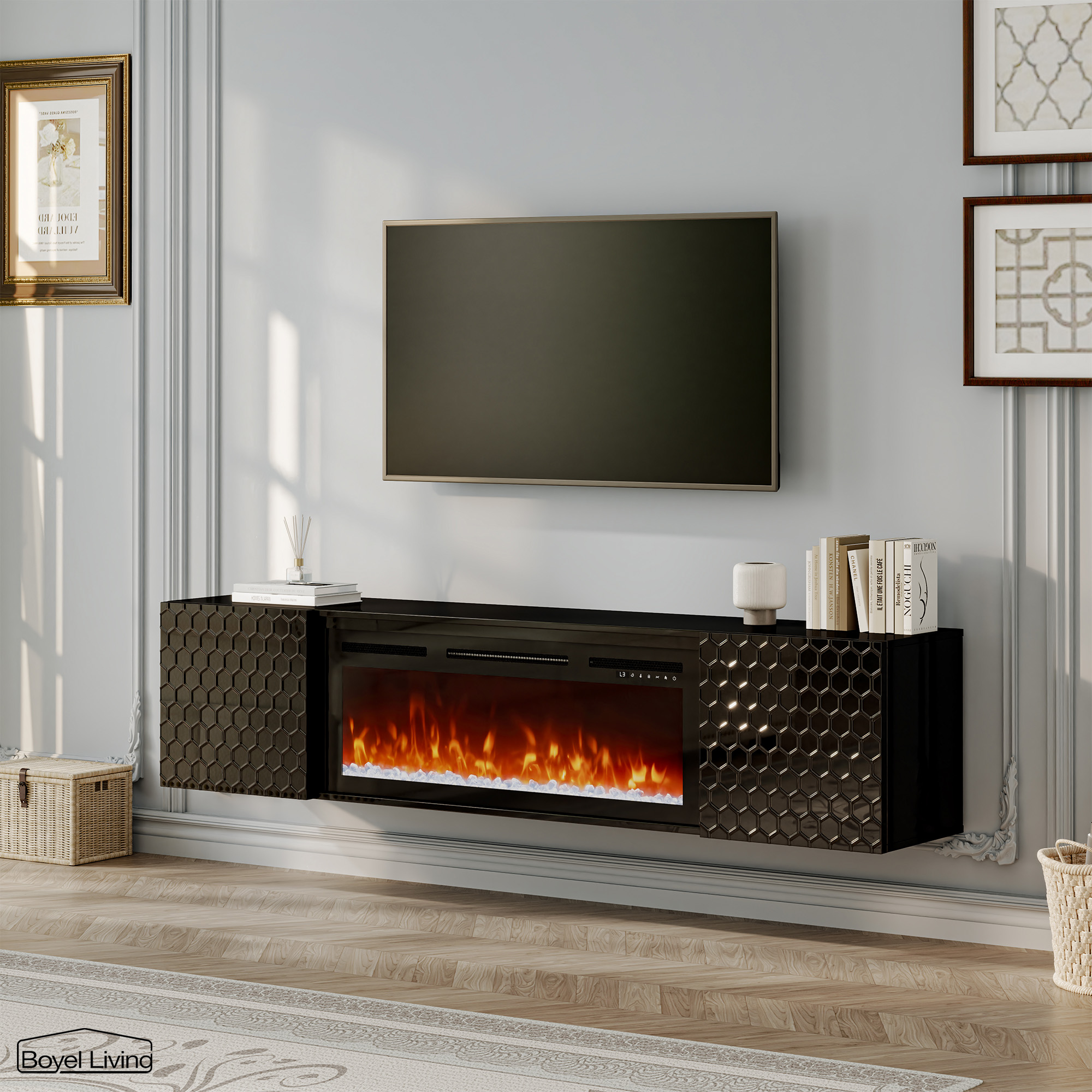 Floating TV Stand with 36" Electric Fireplace