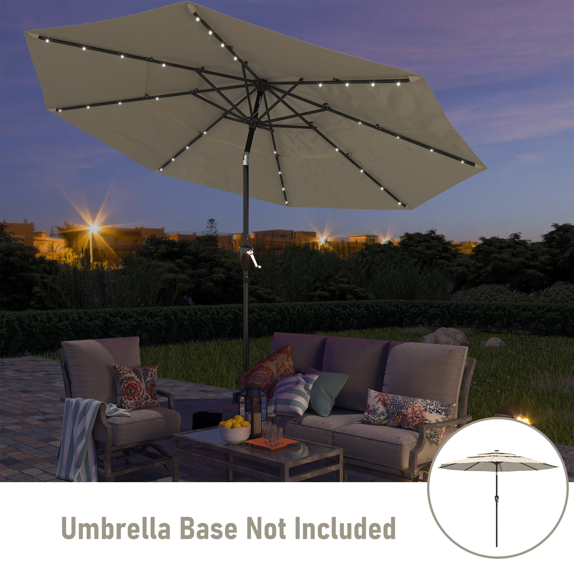 Mondawe 11-Ft Market Patio Umbrella with LED-Mondawe