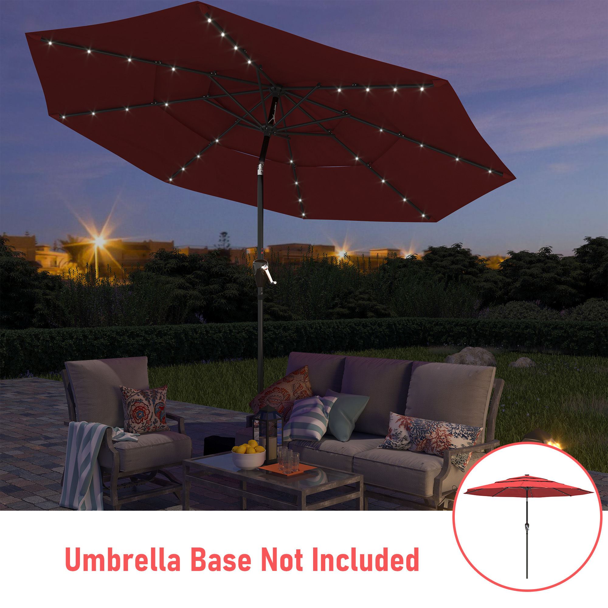 Mondawe 11-Ft Market Patio Umbrella with LED-Mondawe
