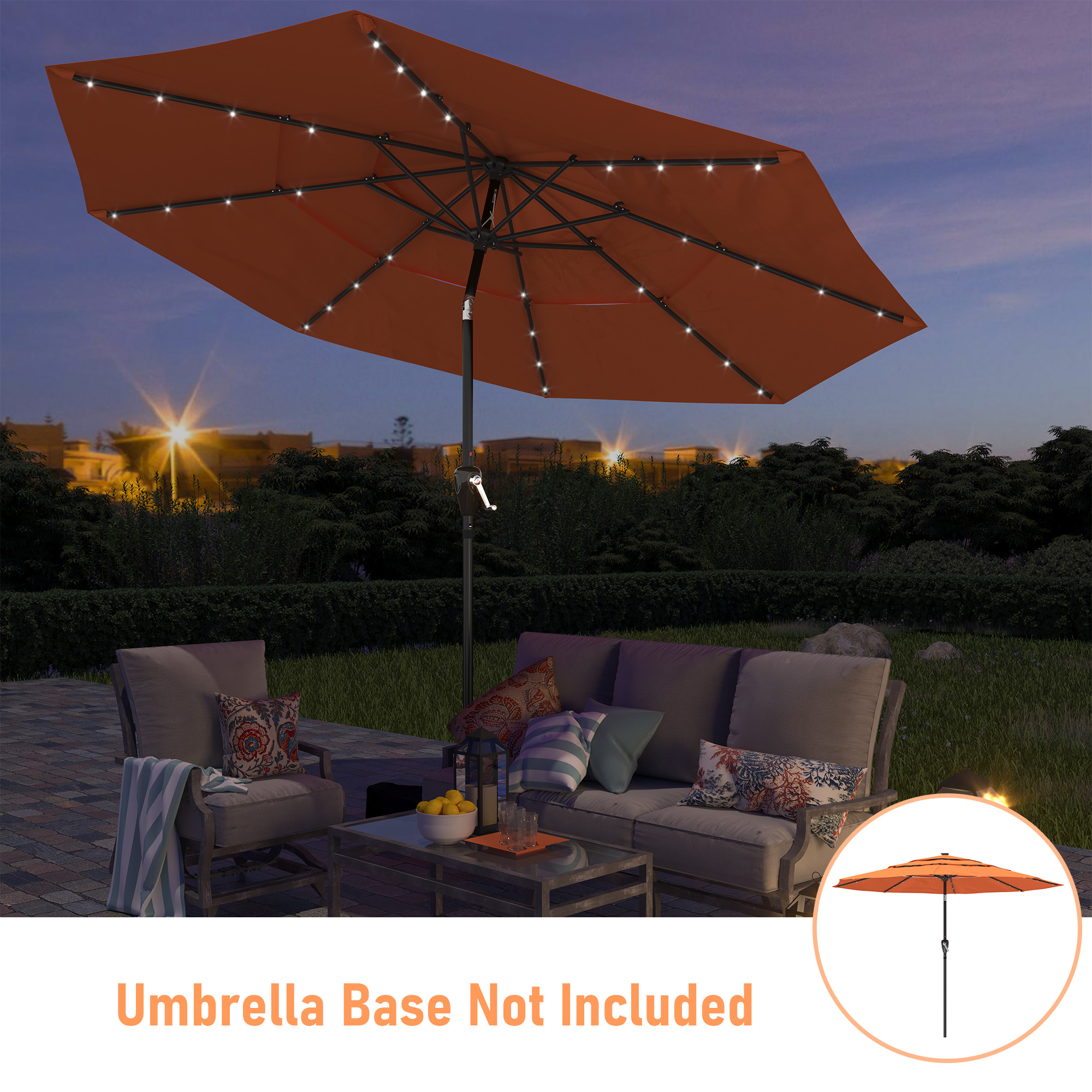 Mondawe 11-Ft Market Patio Umbrella with LED-Mondawe
