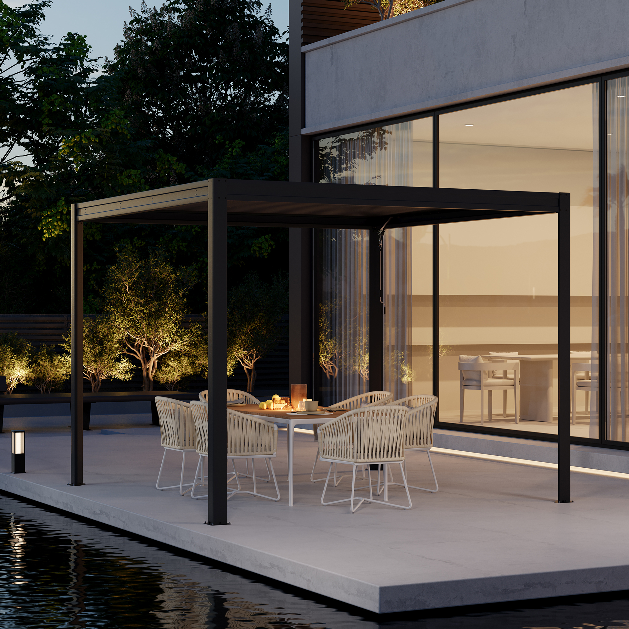 Louvered Pergola 10X10FT, Wood Grain Aluminum Pergola with Adjustable Roof, Wood Looking Aluminum Frame, Efficient Drainage System, Outdoor Pergola for Patio, Deck, Garden