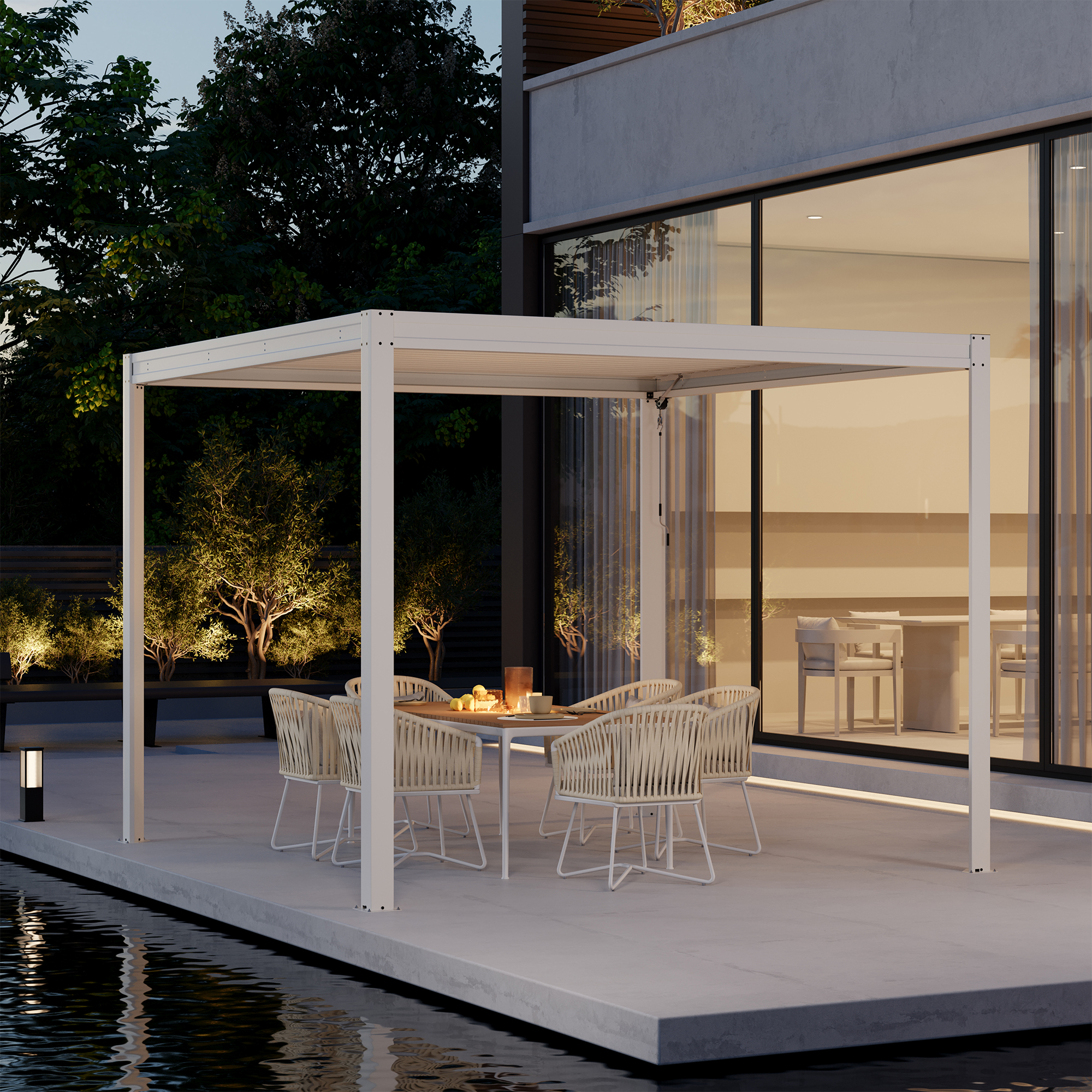 Louvered Pergola 10X10FT, Wood Grain Aluminum Pergola with Adjustable Roof, Wood Looking Aluminum Frame, Efficient Drainage System, Outdoor Pergola for Patio, Deck, Garden