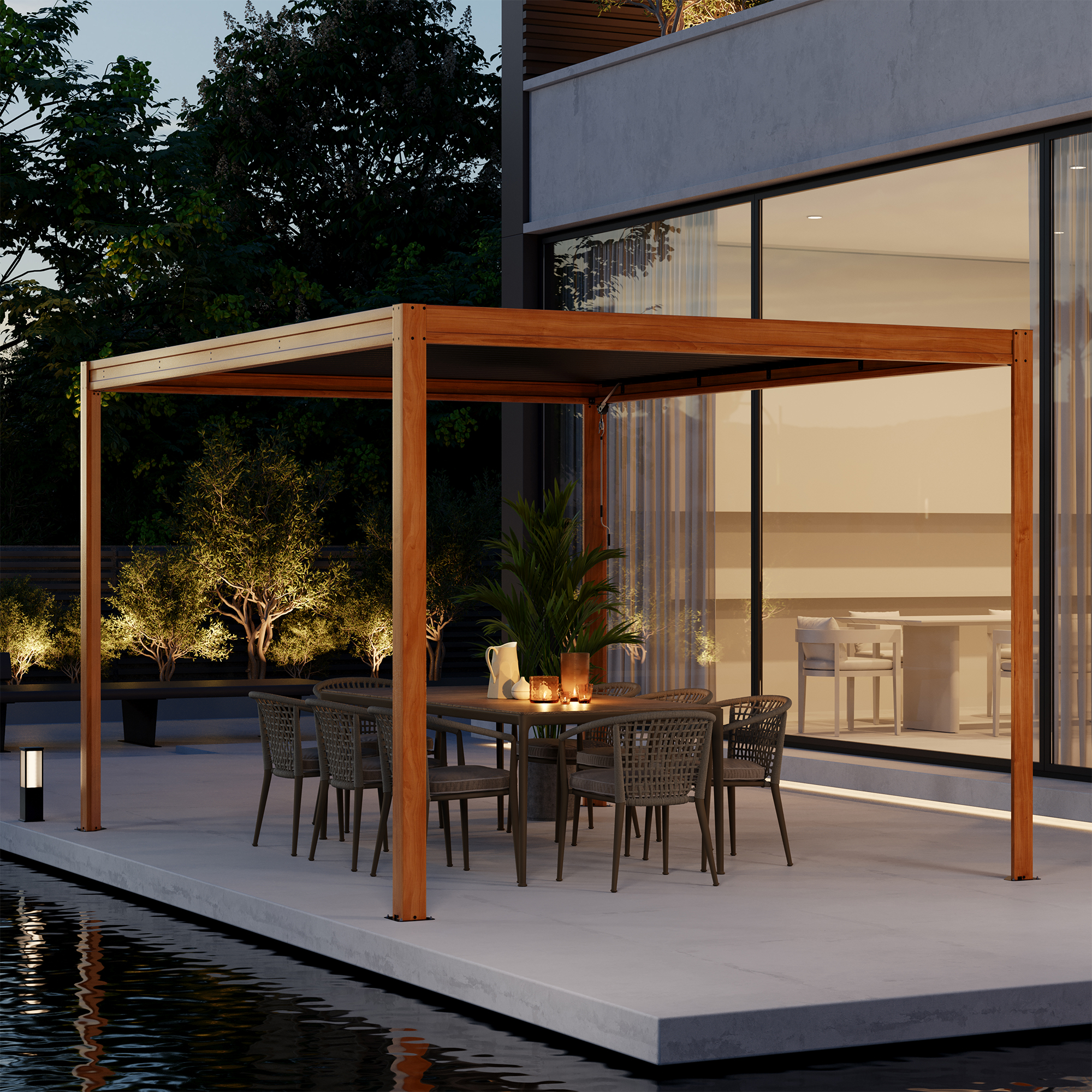 Louvered Pergola 10X13FT, Aluminum Pergola with Adjustable Roof, Aluminum Frame, Efficient Drainage System, Outdoor Pergola for Patio, Deck, Garden