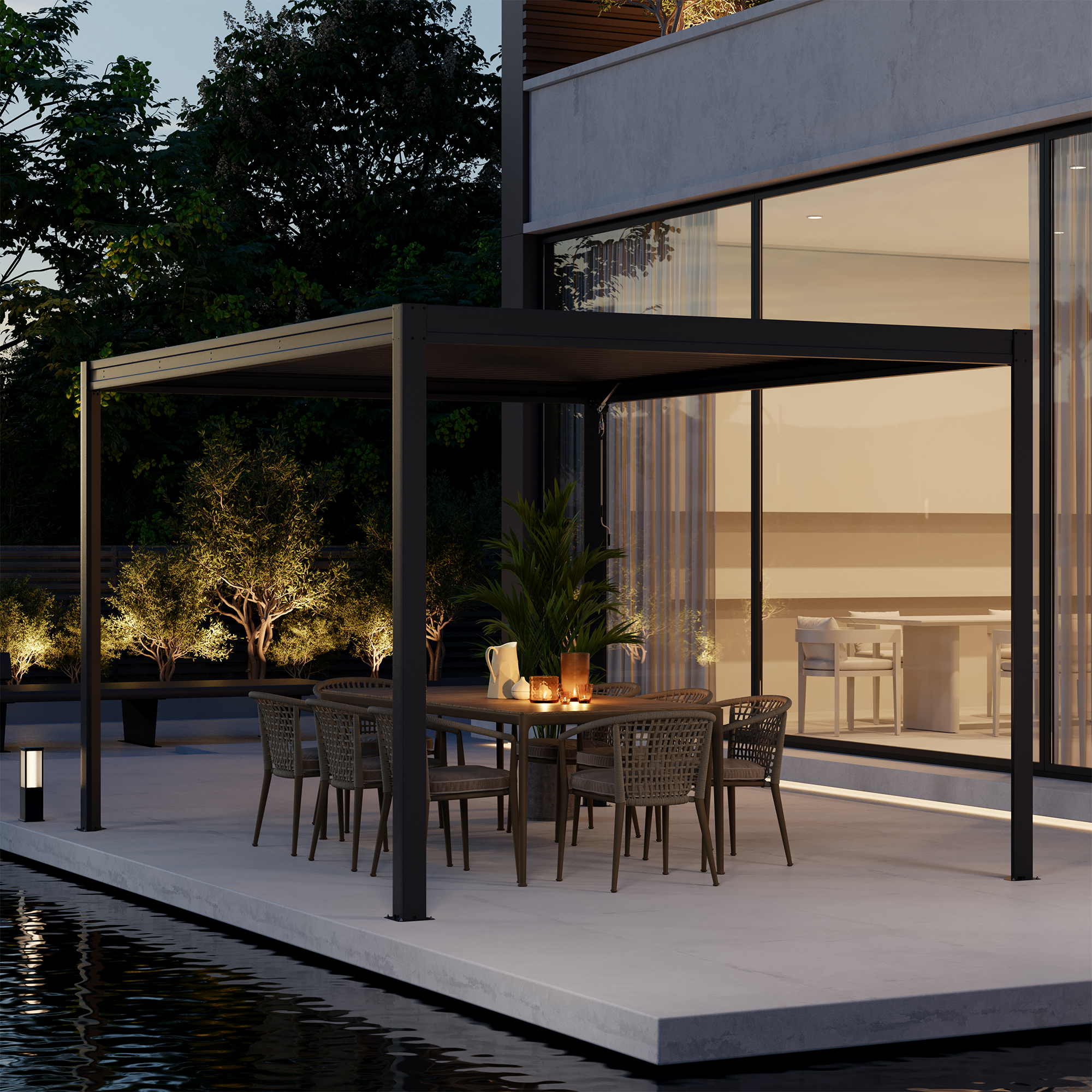 Louvered Pergola 10X13FT, Aluminum Pergola with Adjustable Roof, Aluminum Frame, Efficient Drainage System, Outdoor Pergola for Patio, Deck, Garden