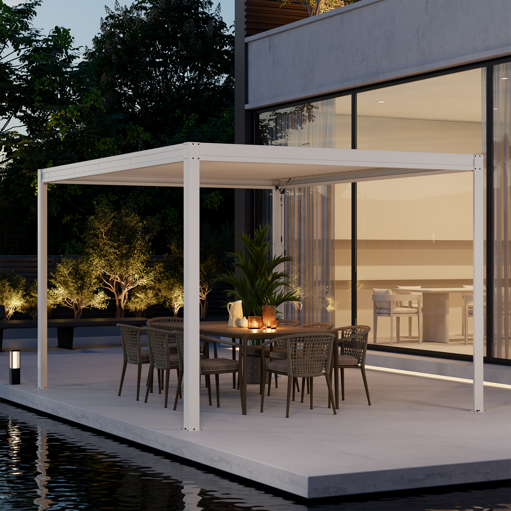 Louvered Pergola 10X13FT, Aluminum Pergola with Adjustable Roof, Aluminum Frame, Efficient Drainage System, Outdoor Pergola for Patio, Deck, Garden