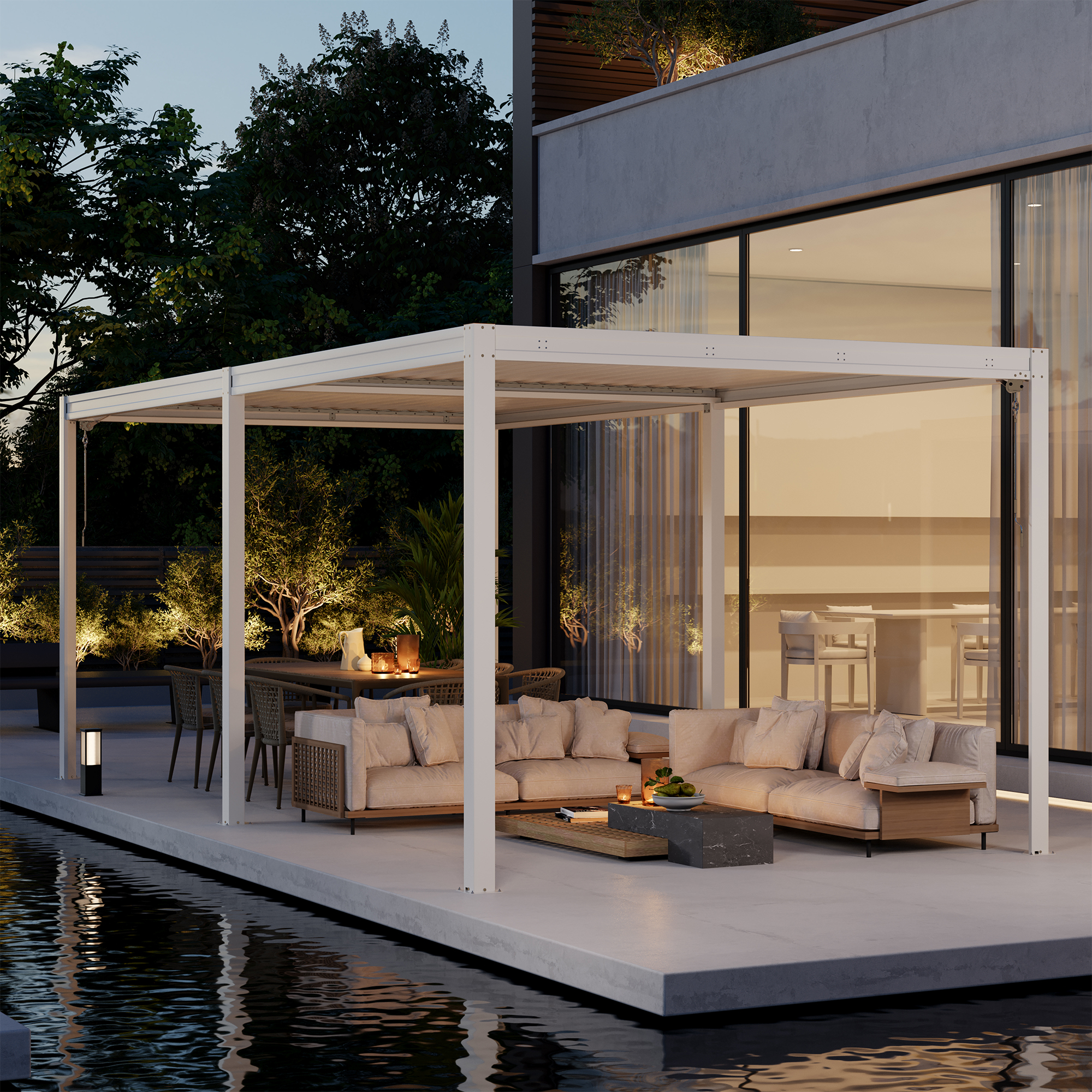 Louvered Pergola 10X20FT, Wood Grain Aluminum Pergola with Adjustable Roof, Wood Looking Aluminum Frame, Efficient Drainage System, Outdoor Pergola for Patio, Deck, Garden