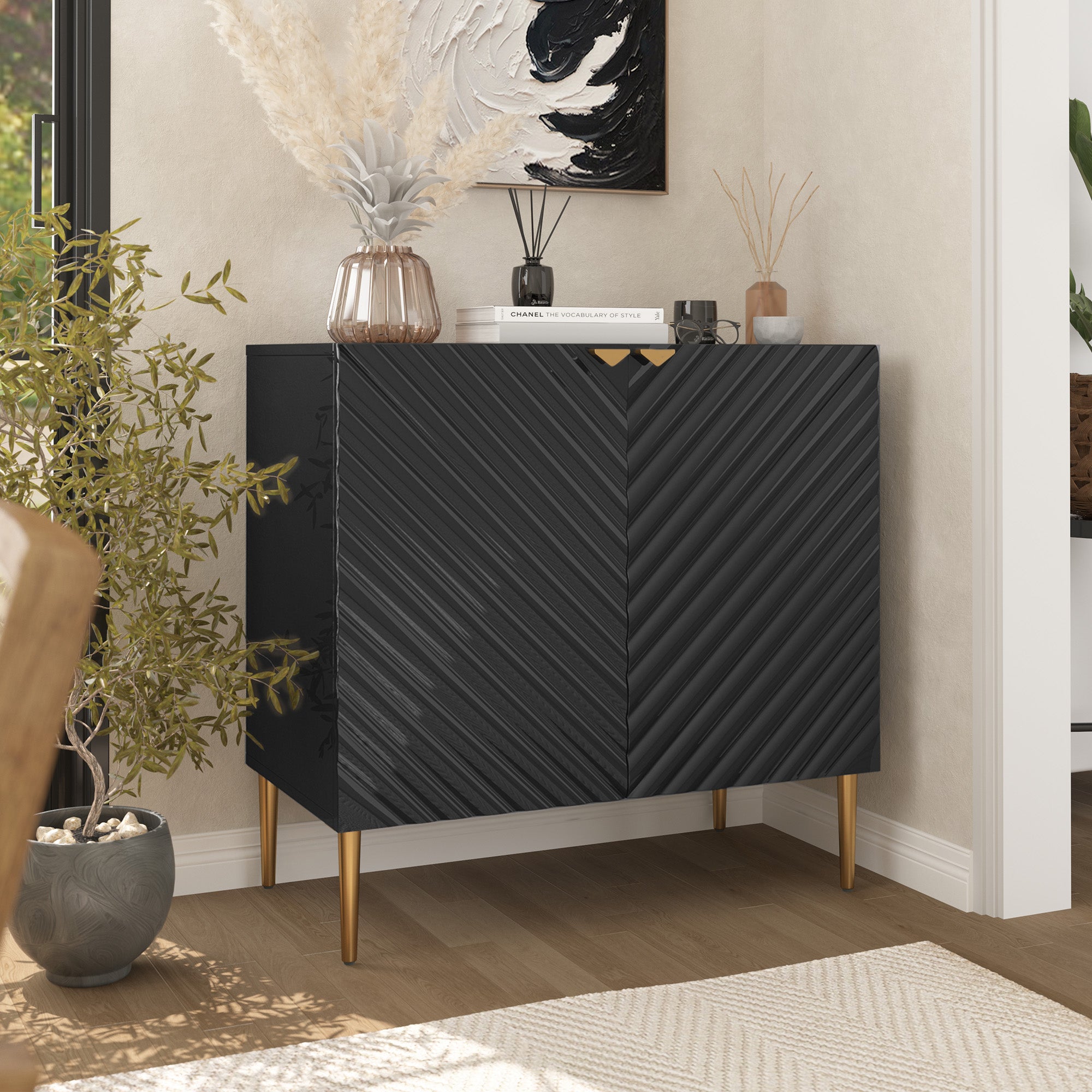 Boyel Living 2-Door White Locker Accent Storage Cabinet with Tapered Support Legs