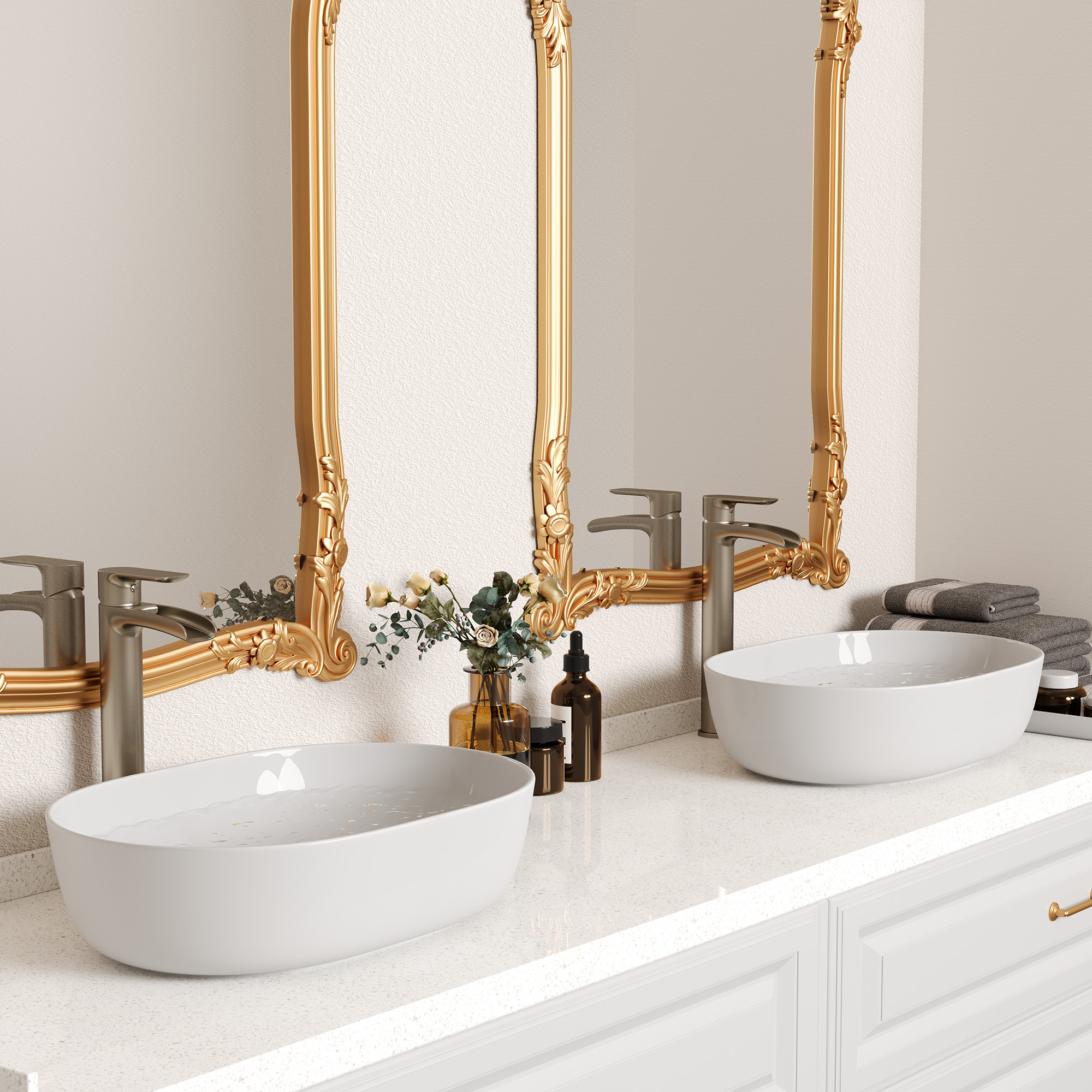 Waterfall Spout High Vessel Bathroom Sink Faucet, Basin Faucet Single Handle Single Hole Brushed Nickel/Matte Black