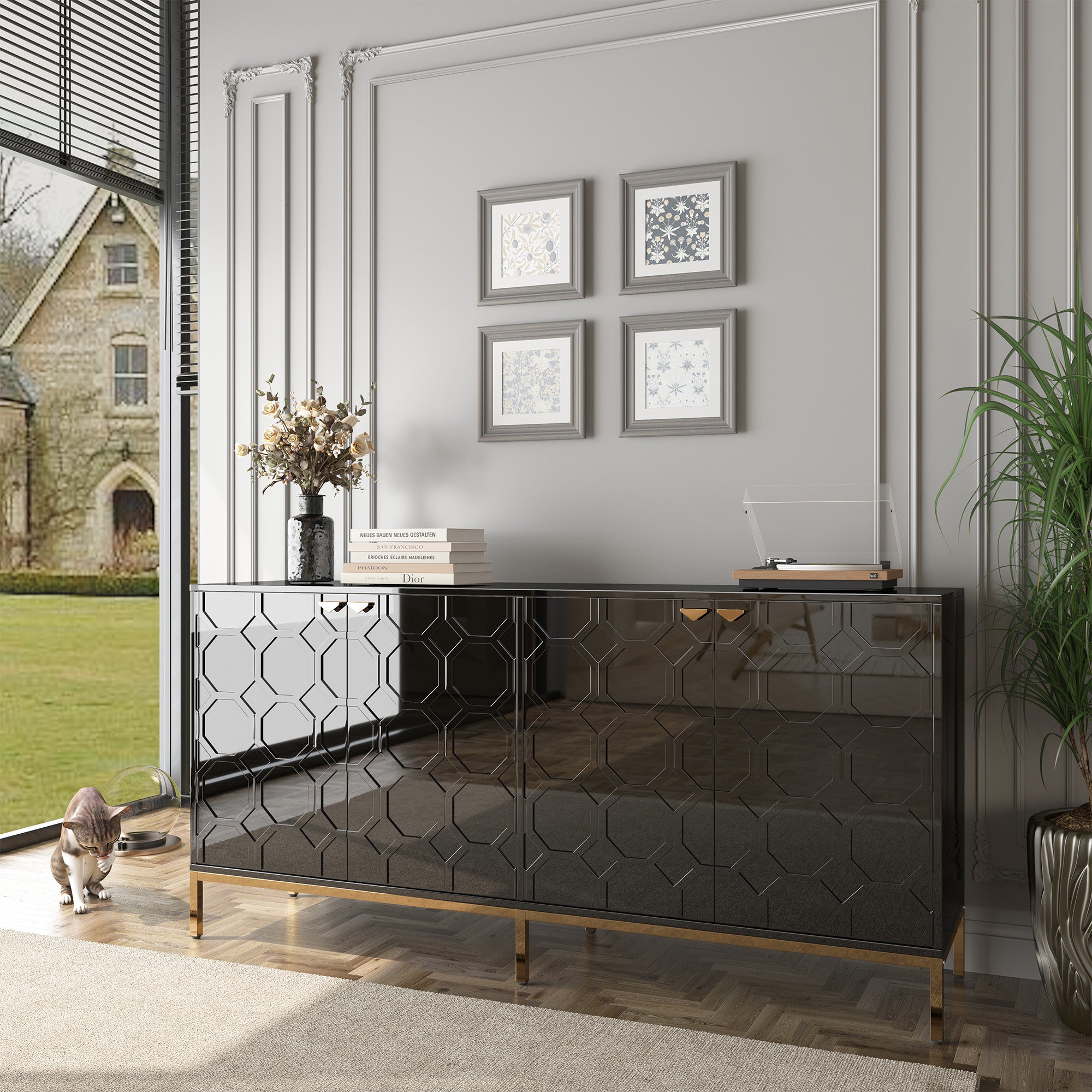 4 Door White Locker Accent Cabinet