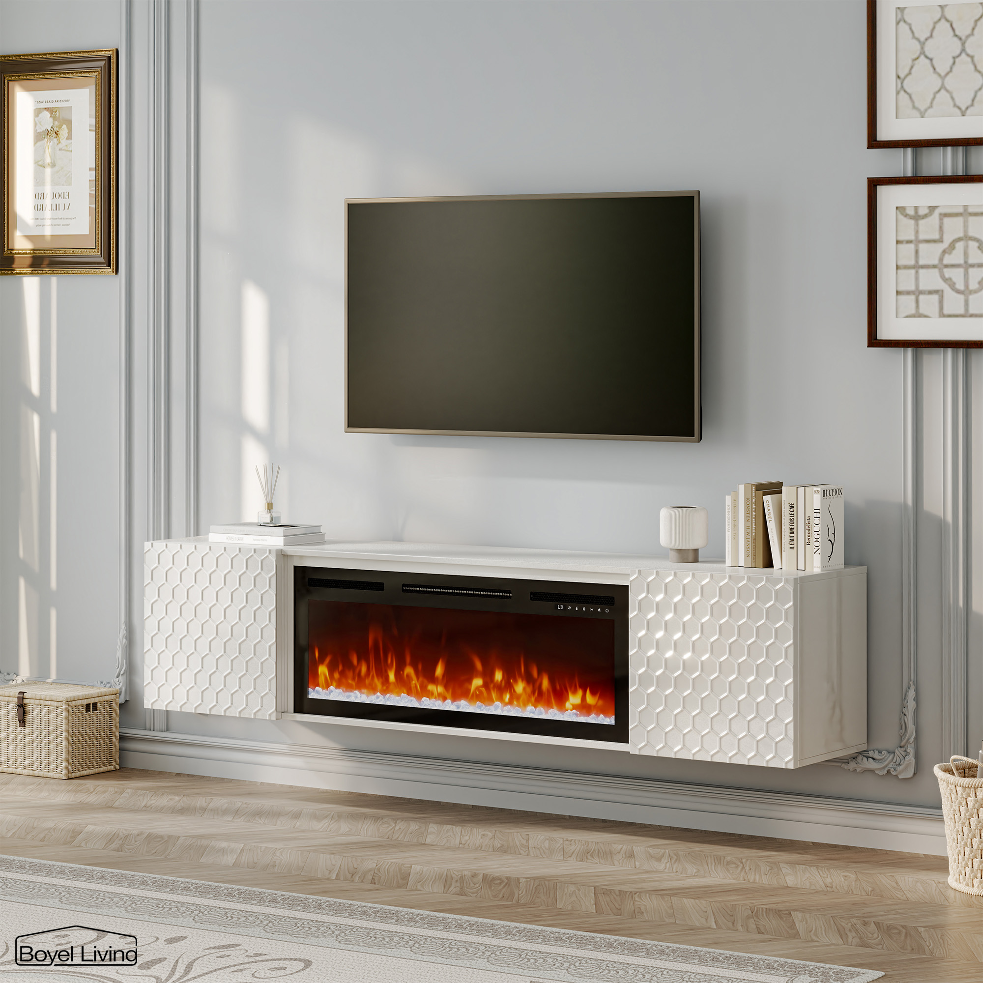 Floating TV Stand with 36" Electric Fireplace